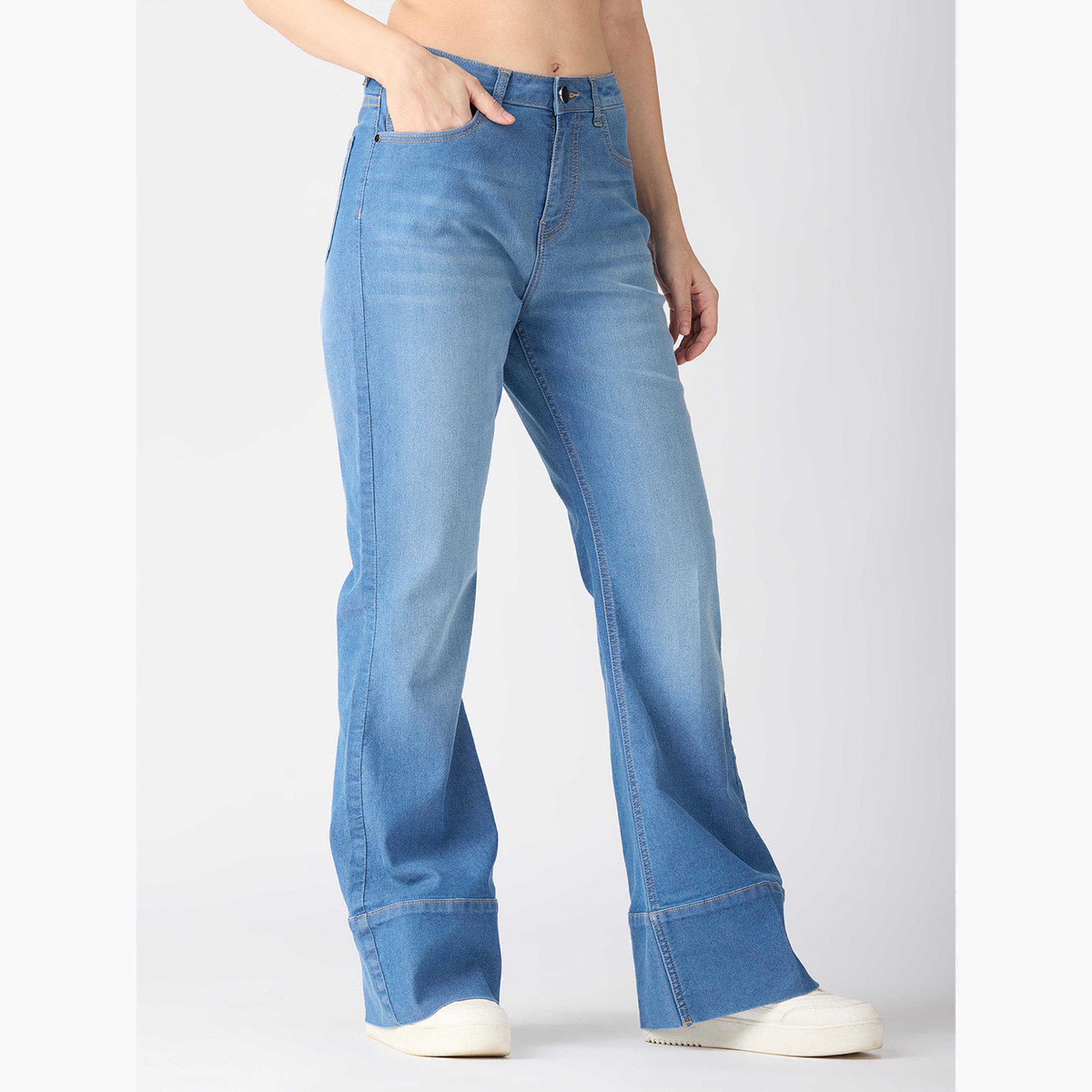 غلوبوس × ستايلي - بنطال جينز أزرق فاتح من القطن المرن بقصّة واسعة للنساء-women-clothing-bottoms-jeans-image-4