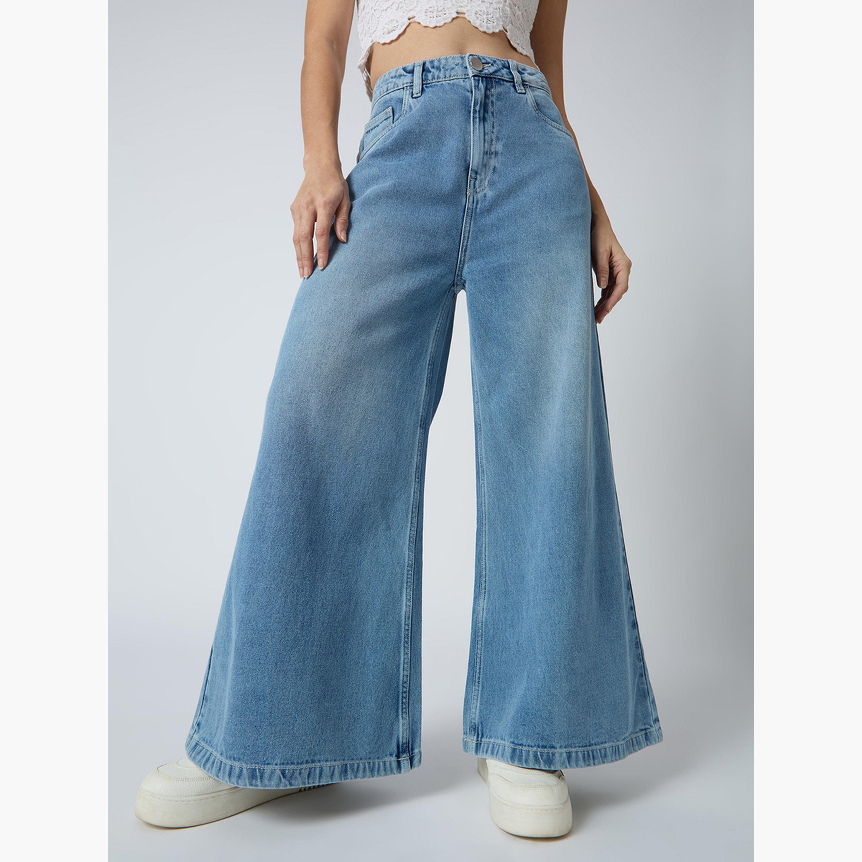 Globus X Styli Women Light Blue Cotton Mid-Rise Flared Jeans-women-clothing-bottoms-jeans-image-1