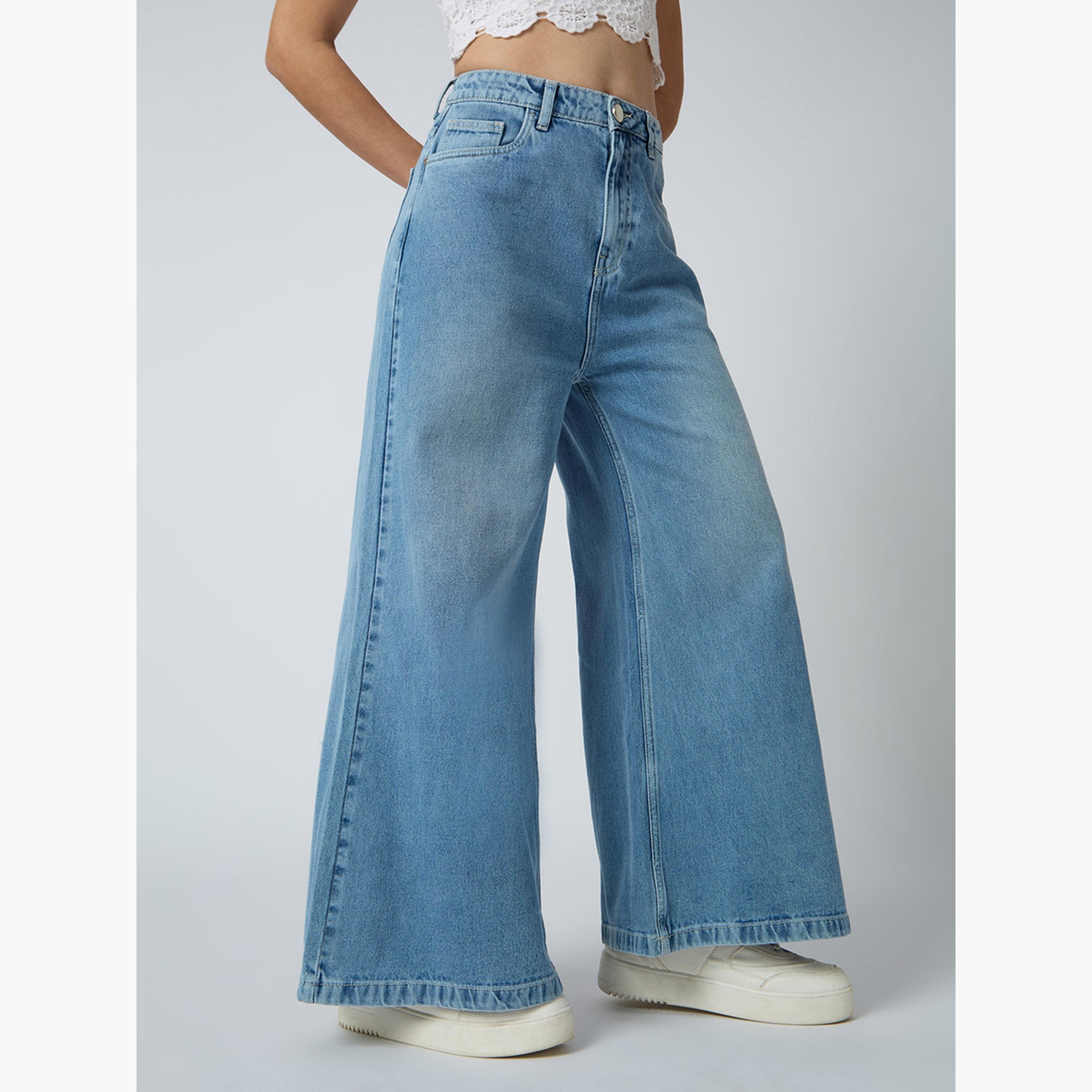 Globus X Styli Women Light Blue Cotton Mid-Rise Flared Jeans-women-clothing-bottoms-jeans-image-4
