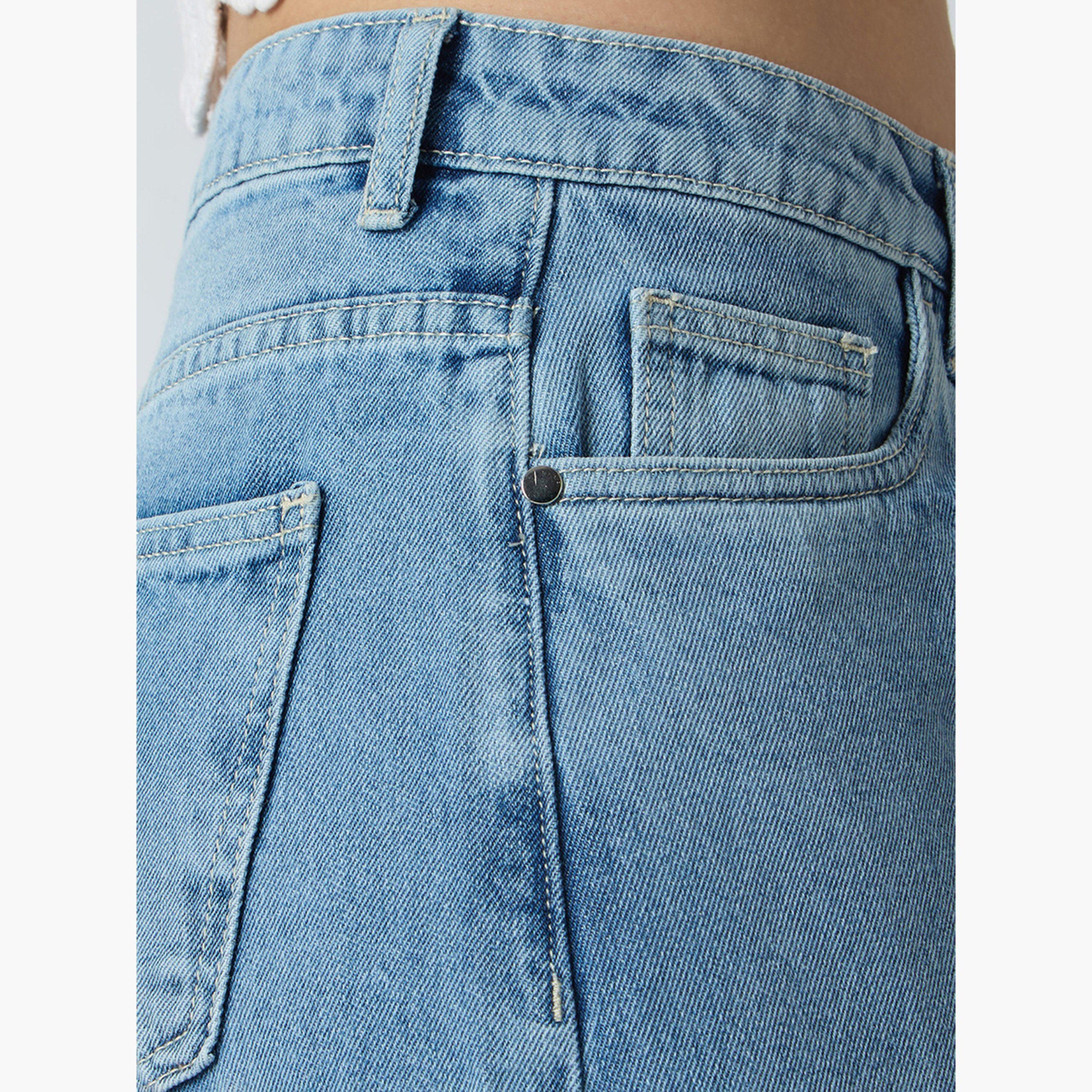 غلوبوس × ستايلي - بنطال جينز أزرق فاتح من القطن خصر متوسط الارتفاع للنساء-women-clothing-bottoms-jeans-image-6