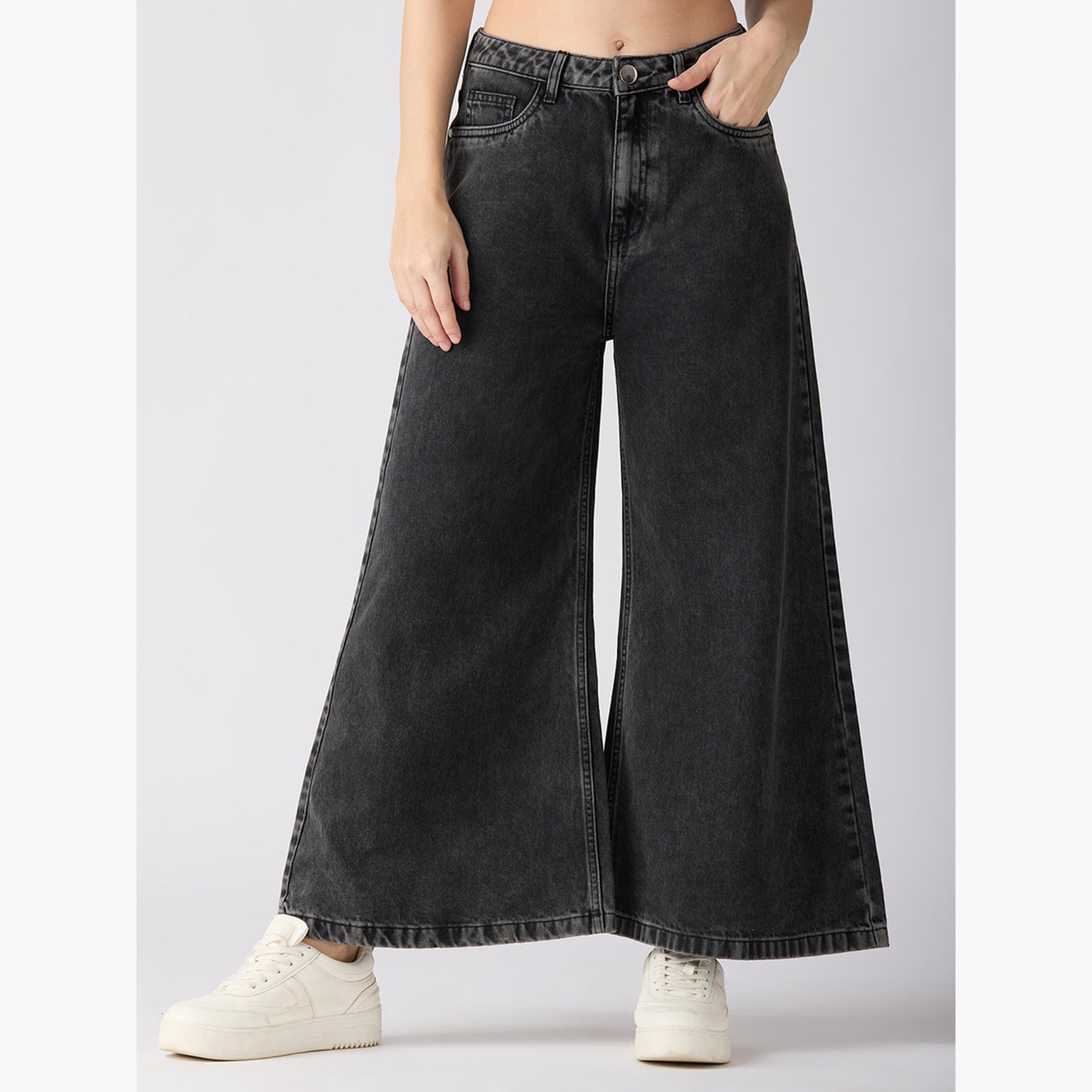 غلوبوس × ستايلي - بنطال جينز واسع من القطن لون الفحم للنساء-women-clothing-bottoms-jeans-image-1