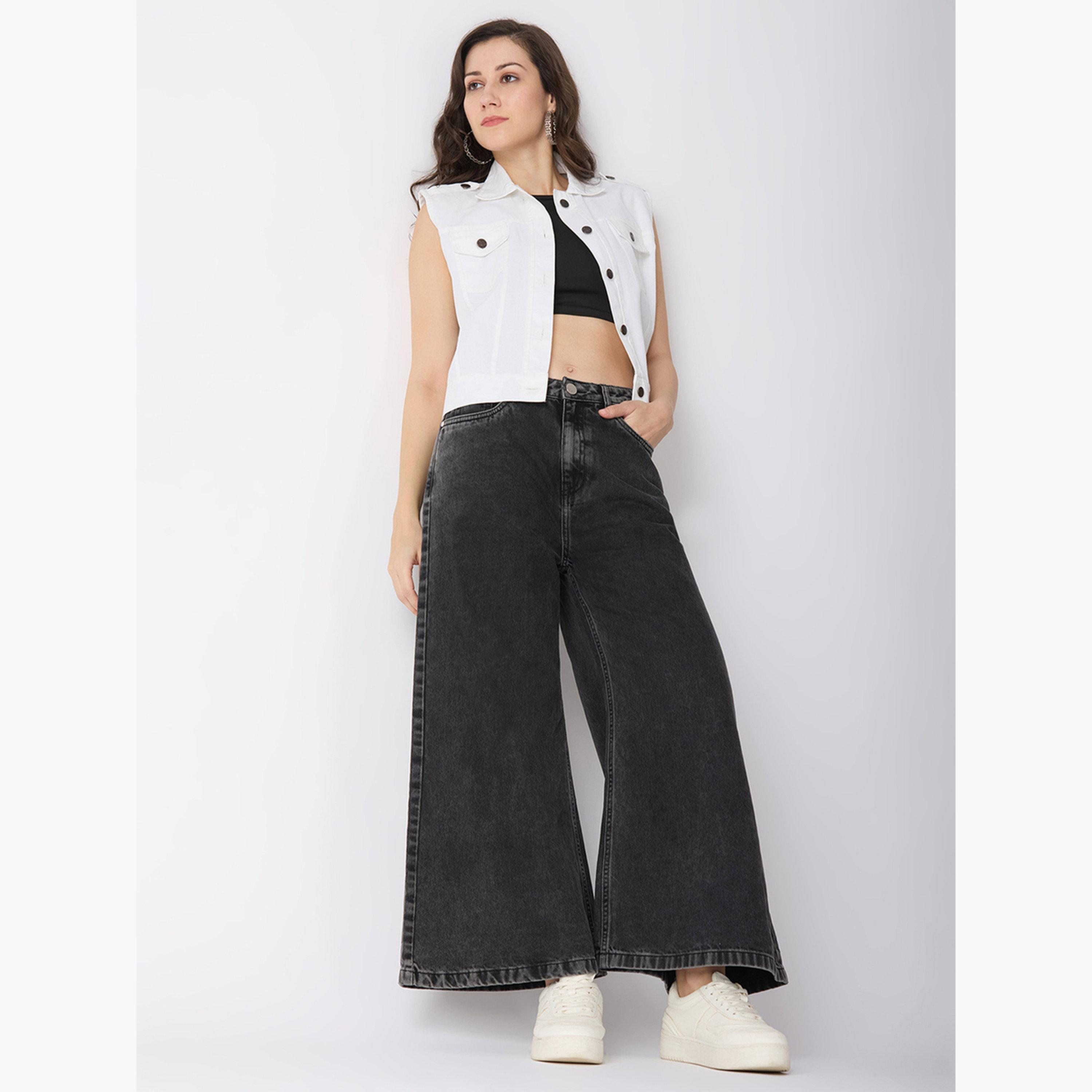 غلوبوس × ستايلي - بنطال جينز واسع من القطن لون الفحم للنساء-women-clothing-bottoms-jeans-image-2