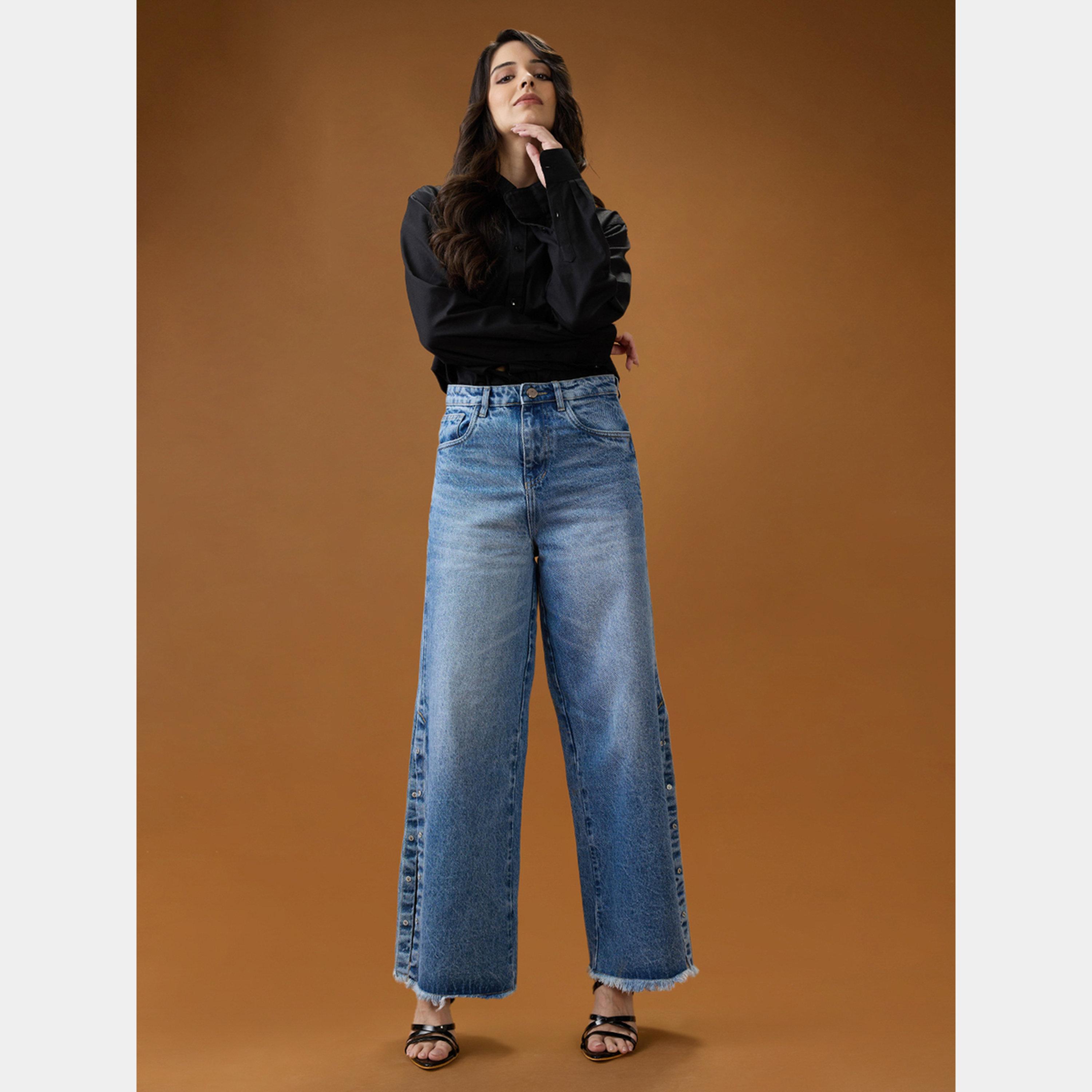 غلوبوص × ستايلي - بنطال جينز أزرق متوسط ​​الارتفاع-women-clothing-bottoms-jeans-image-2