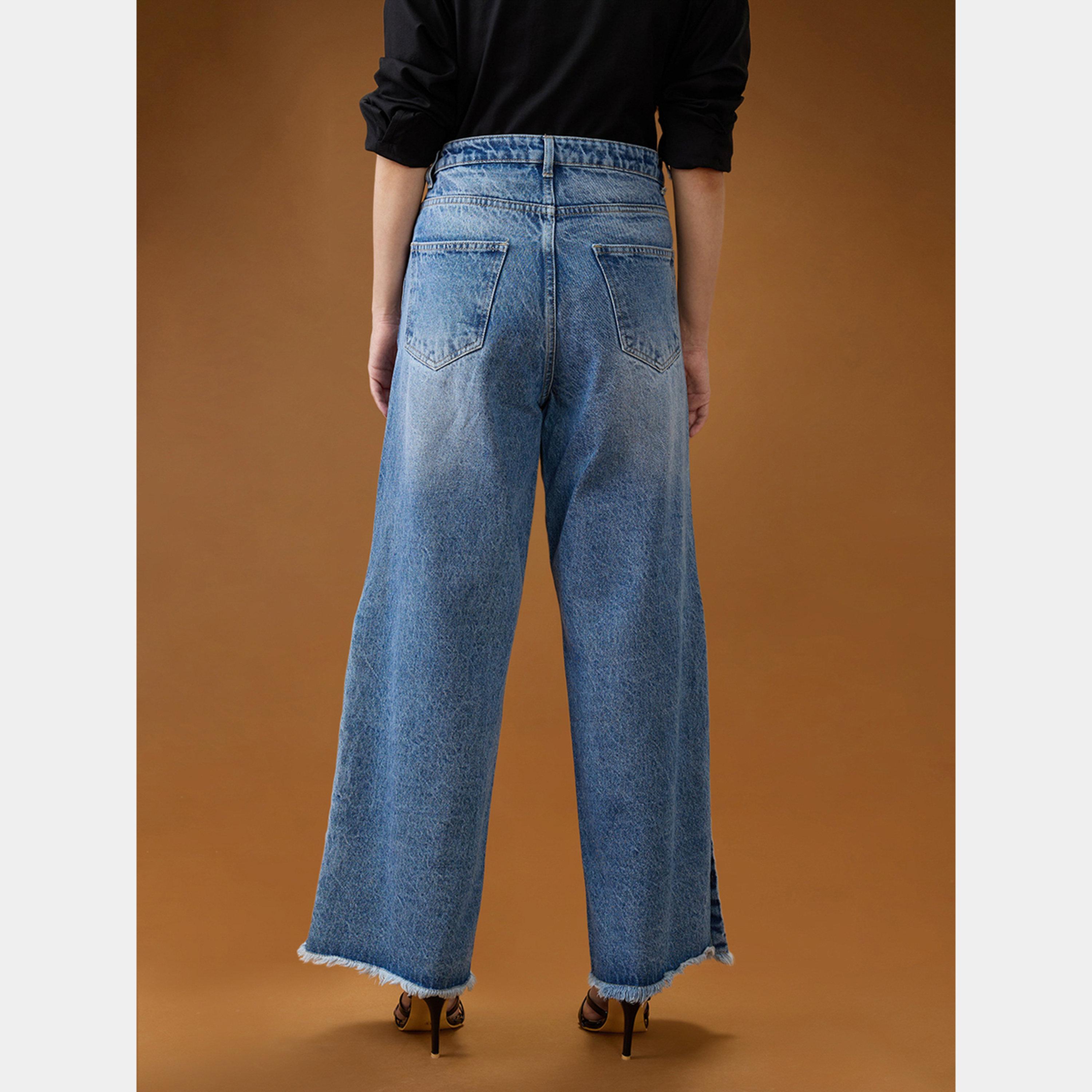 غلوبوص × ستايلي - بنطال جينز أزرق متوسط ​​الارتفاع-women-clothing-bottoms-jeans-image-4