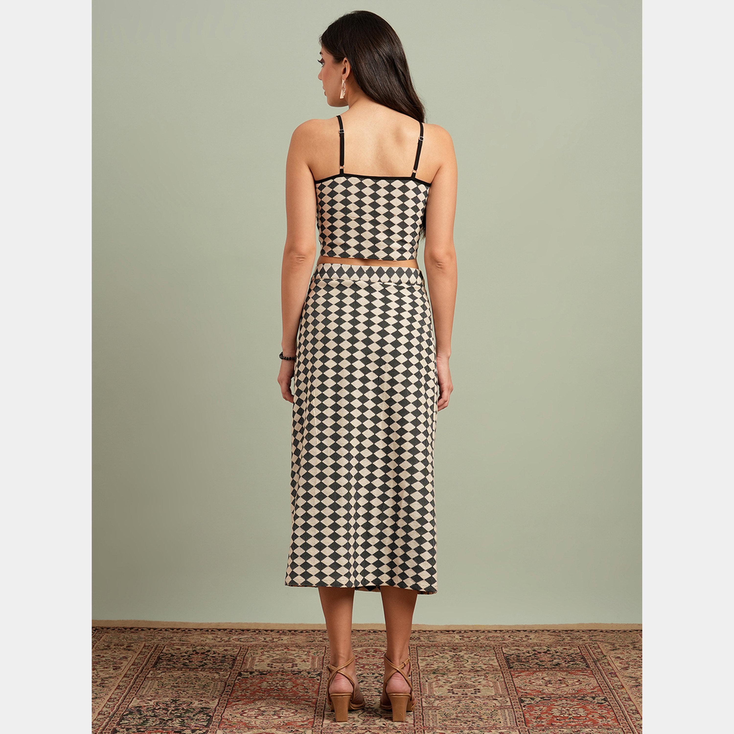 Globus X Styli Chic Diamond Pattern Knit Crop Top and Skirt Co-Ords-women-clothing-coordsets-image-3