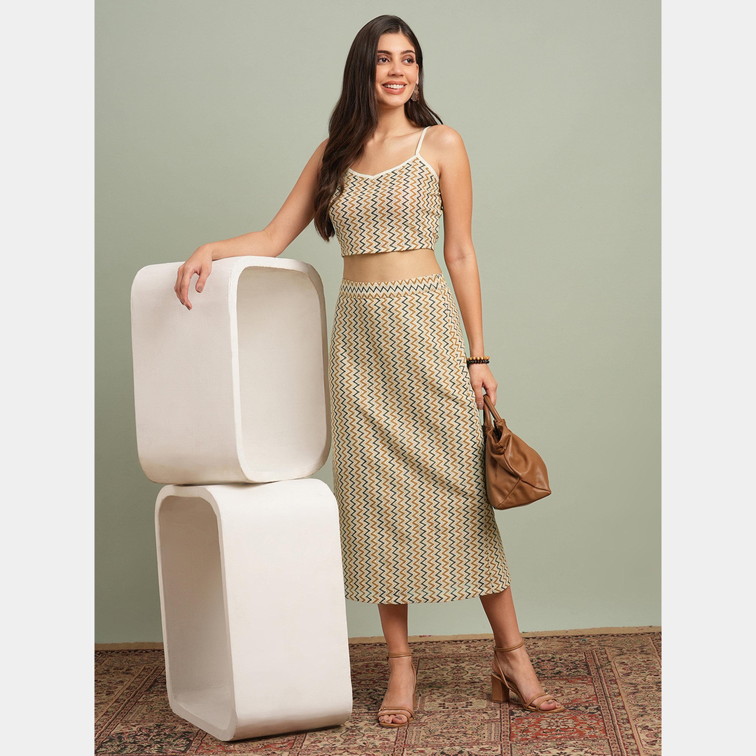 غلوبوص × ستايلي - بلوزة قصيرة وتنورة محبوكة بنمط متعرج-women-clothing-coordsets-image-6