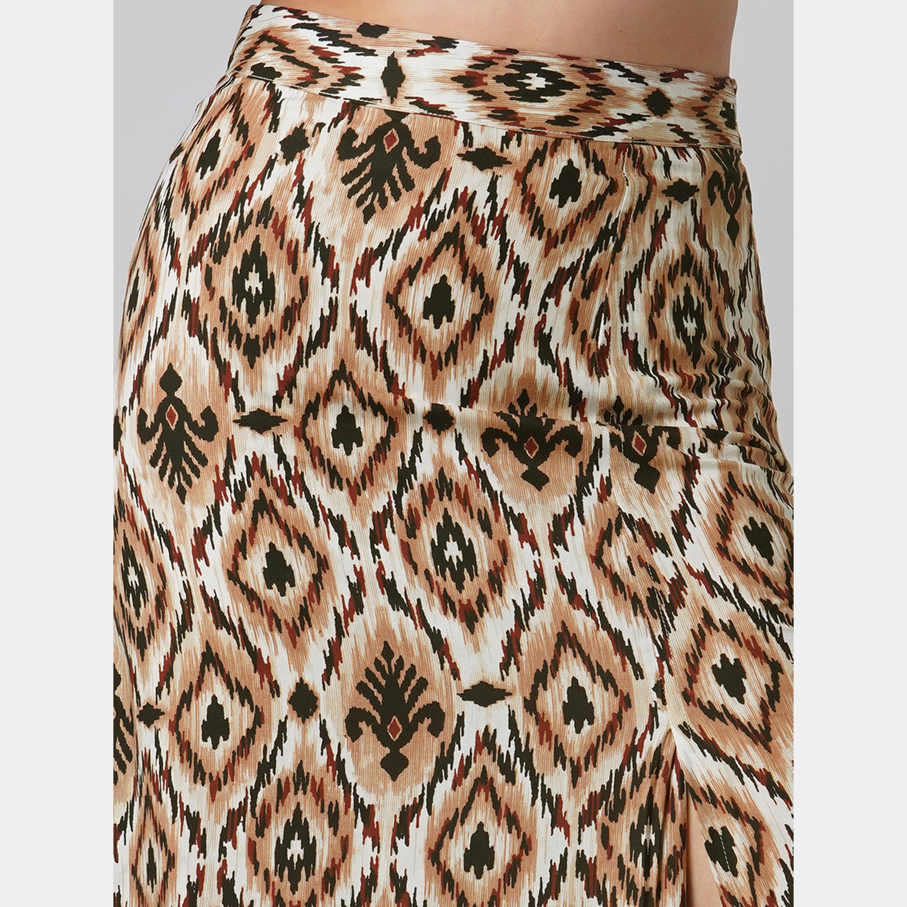 غلوبوص × ستايلي - بلوزة قصيرة من قماش إيكات بني مع تنورة ماكسي-women-clothing-coordsets-image-5