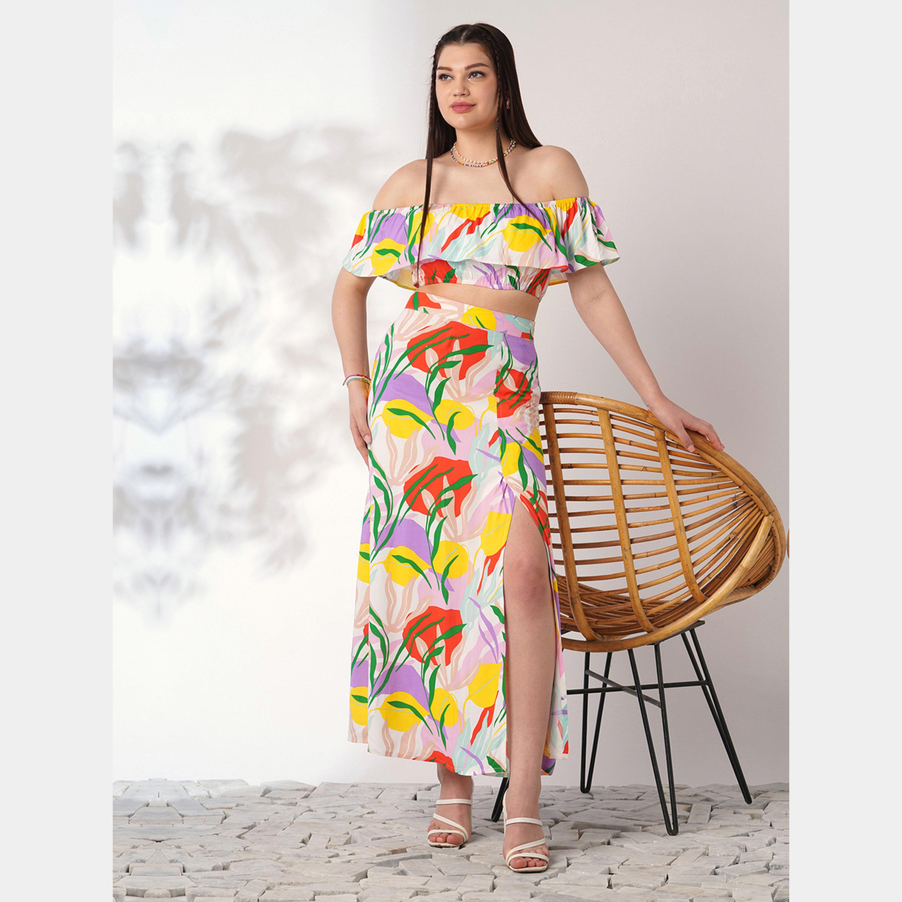 Globus X Styli Floral Print Crop Top and Maxi Skirt Co-ords-women-clothing-coordsets-image-6
