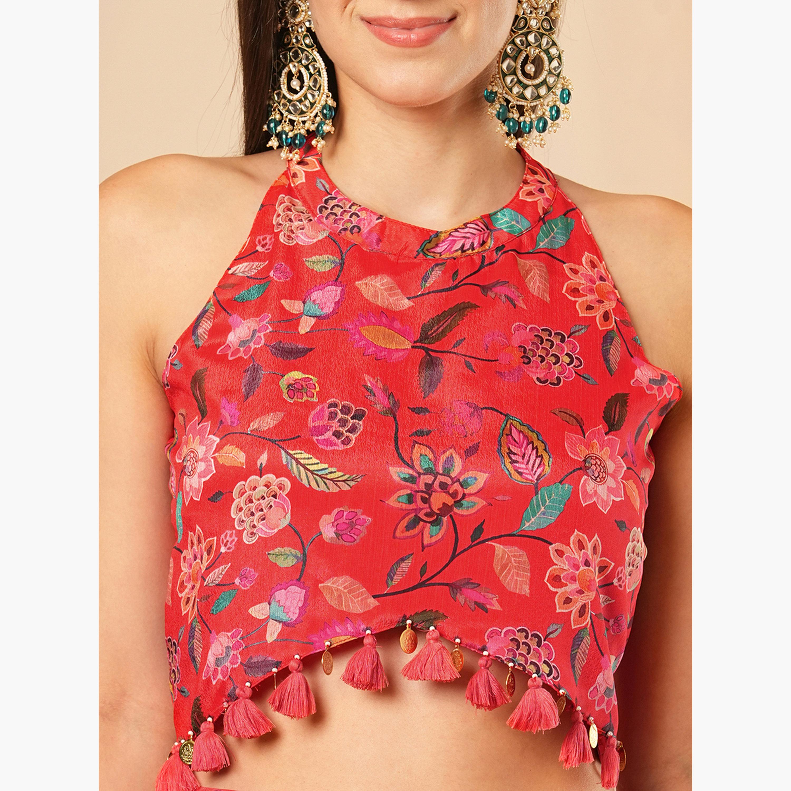 Globus X Styli Halter Neck Tassel Detail Crop Top and Maxi Skirt Co-Ords-women-clothing-coordsets-image-6