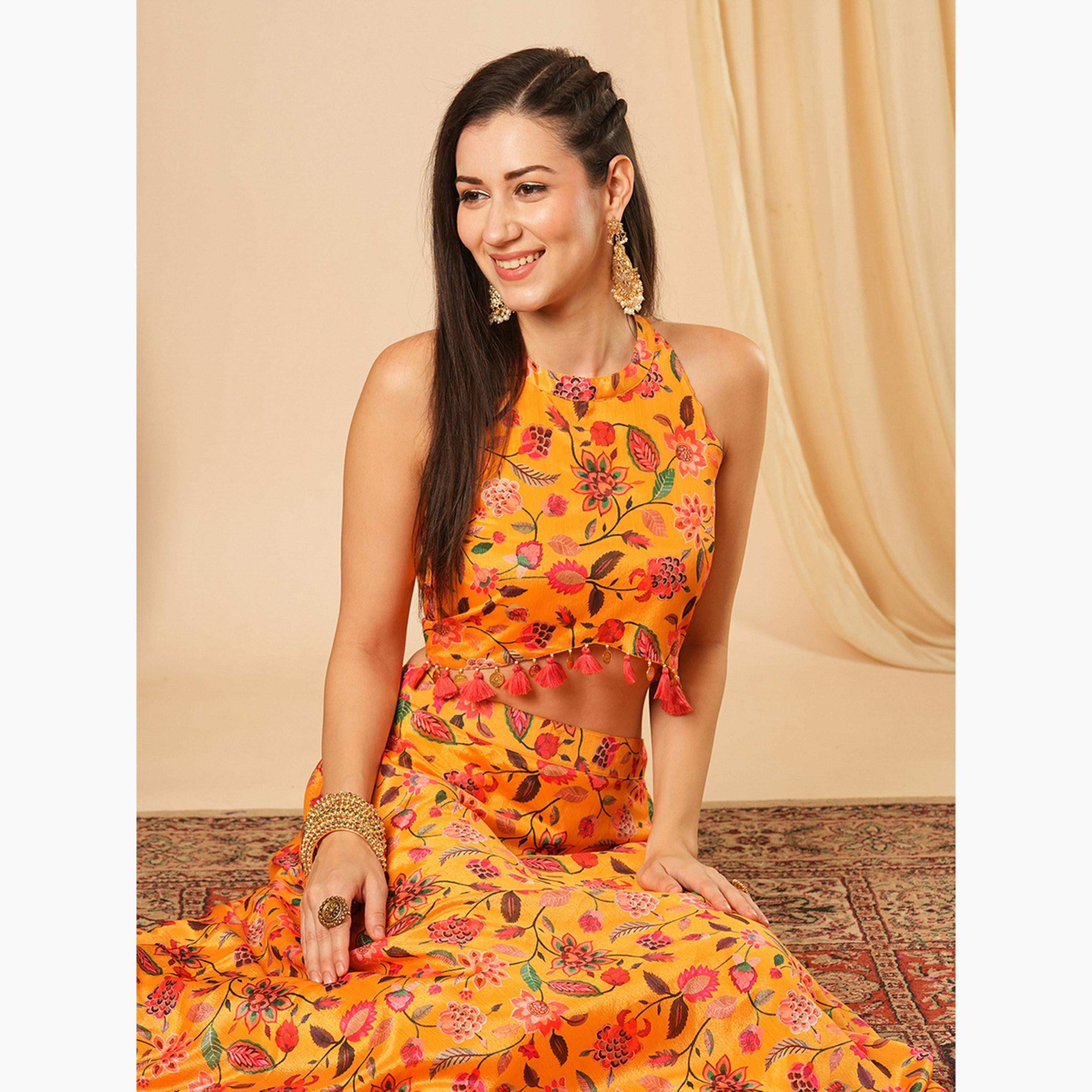غلوبوص × ستايلي - بلوزة قصيرة رقبة تعليق مع تنورة ماكسي-women-clothing-coordsets-image-4