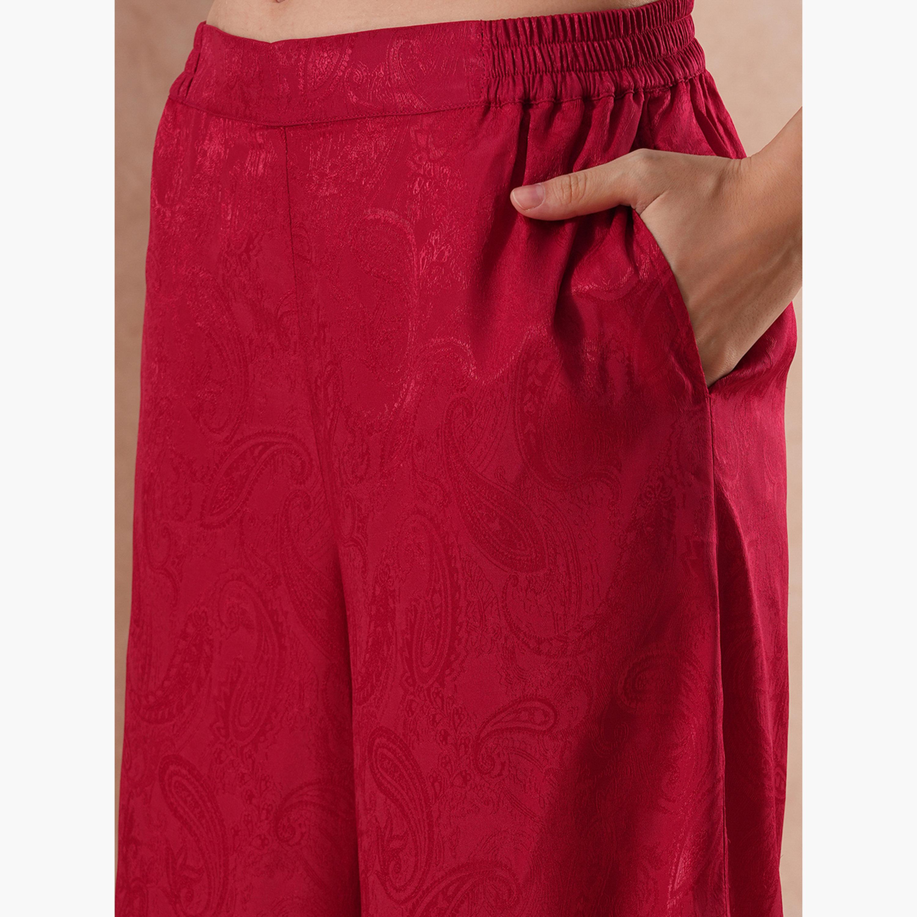 غلوبوص × ستايلي - طقم بلوزة وبنطال بطبعة بيزلي مع رقبة تعليق-women-clothing-coordsets-image-5