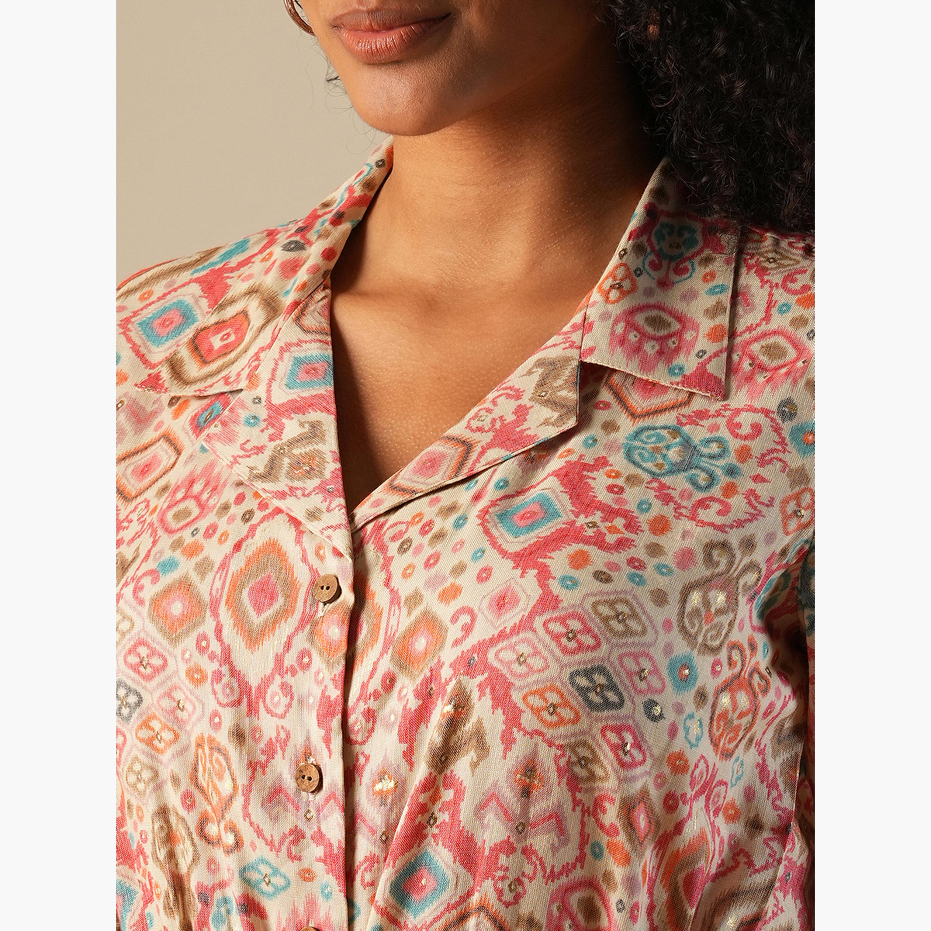 Globus X Styli Geometric Print Waist Tie-Ups Fusion Jumpsuit-women-clothing-jumpsuits-image-4
