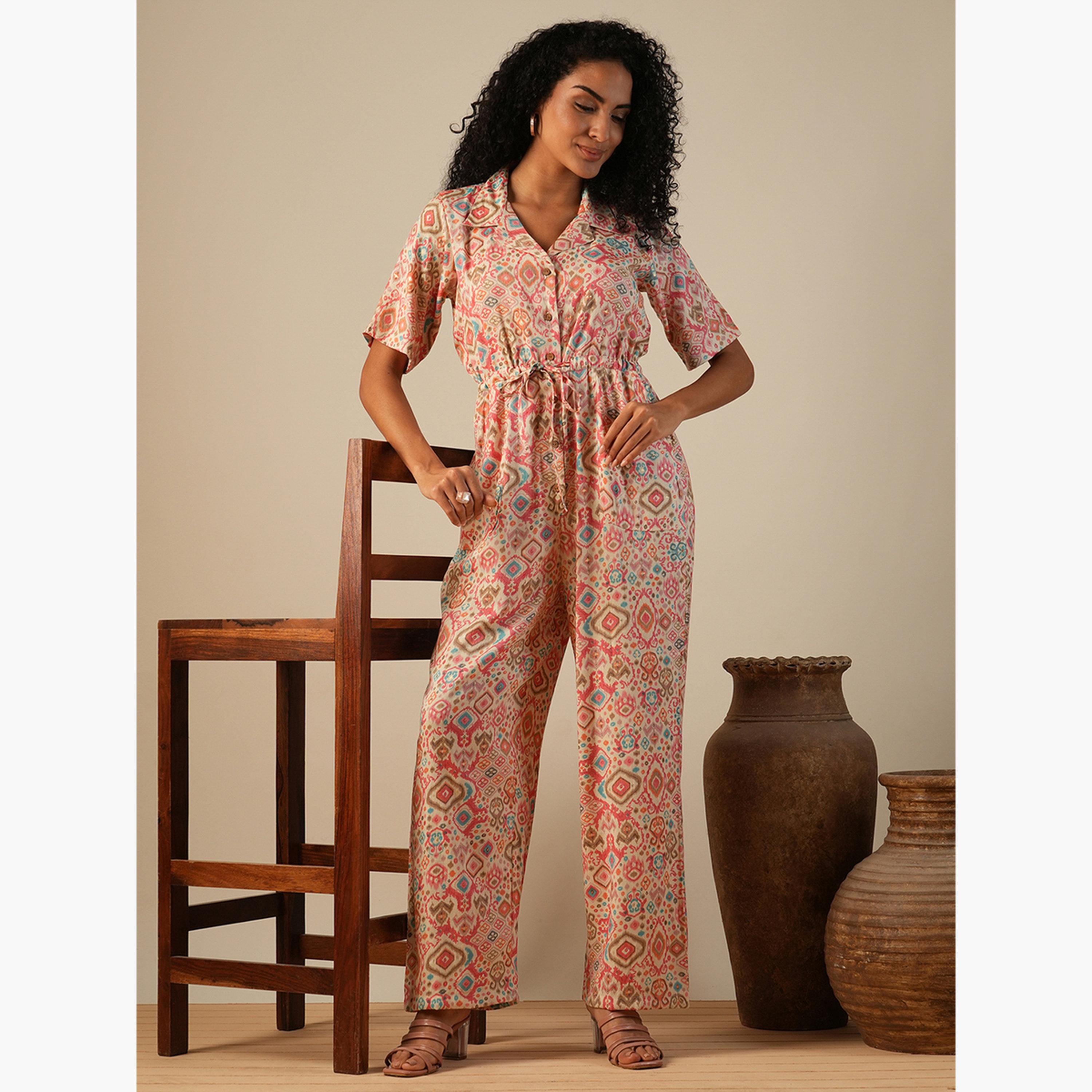 Globus X Styli Geometric Print Waist Tie-Ups Fusion Jumpsuit-women-clothing-jumpsuits-image-6