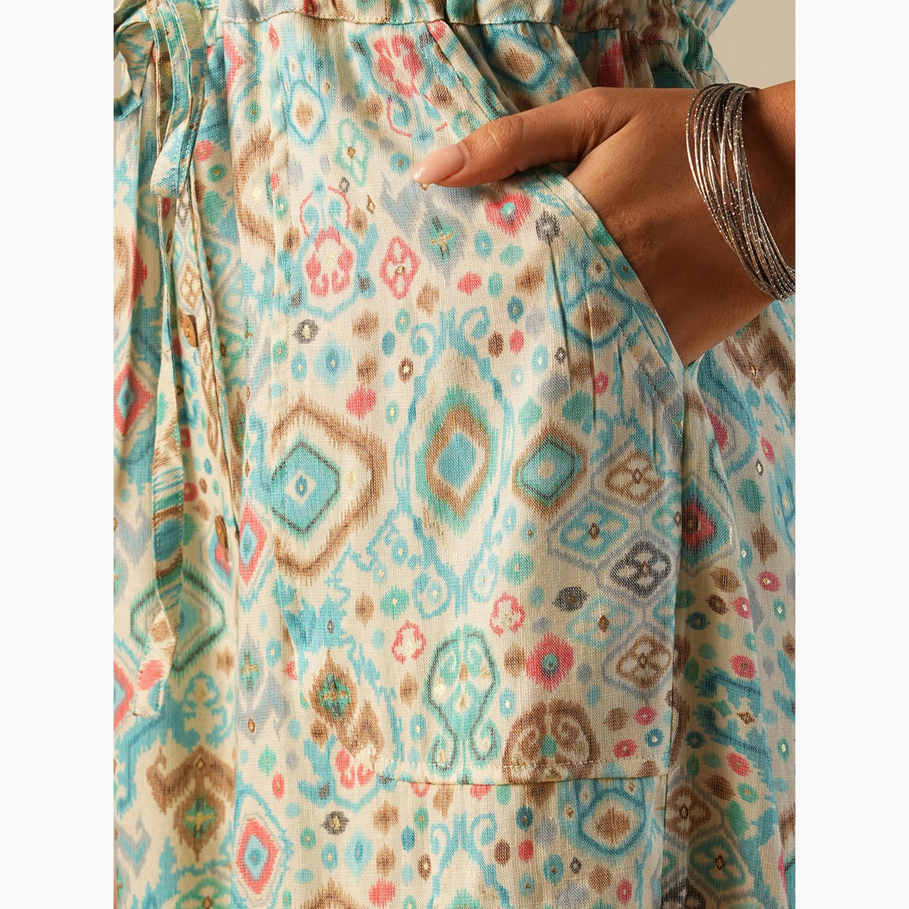 Globus X Styli Geometric Print Waist Tie-Up Fusion Jumpsuit-women-clothing-jumpsuits-image-5