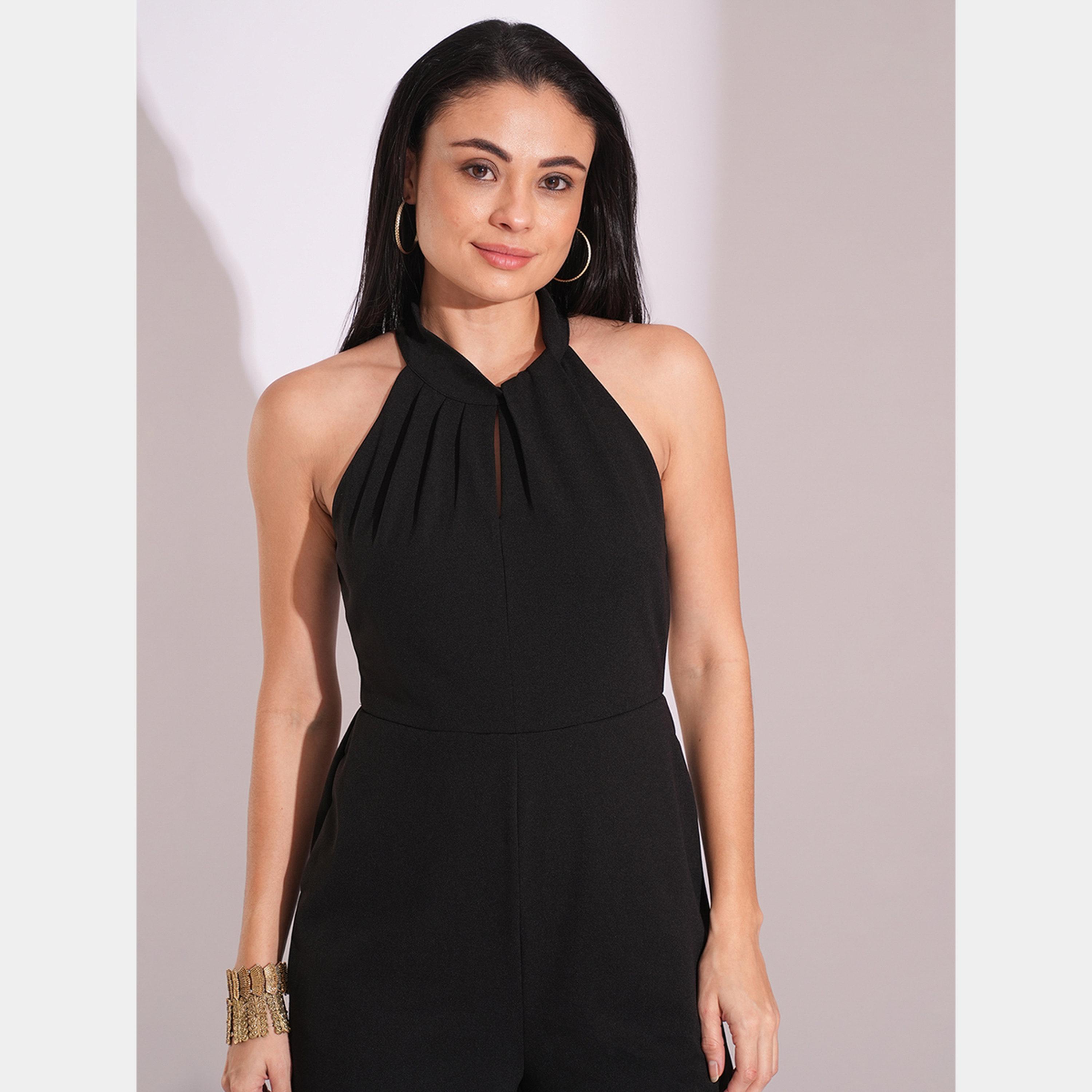 غلوبوص × ستايلي - جمبسوت نسائي أسود ياقة تعليق وأكمام واسعة-women-clothing-jumpsuits-image-6