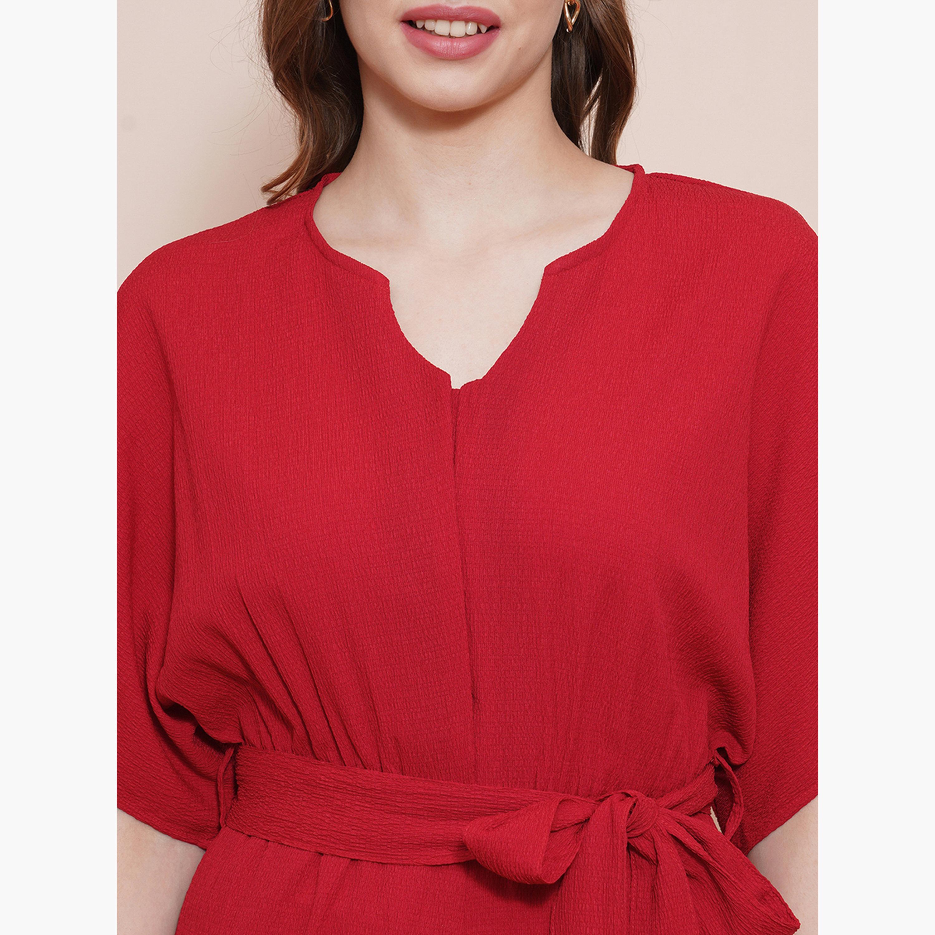 Globus X Styli Solid Kimono Sleeves Waist Tie-Up Jumpsuit-women-clothing-jumpsuits-image-4