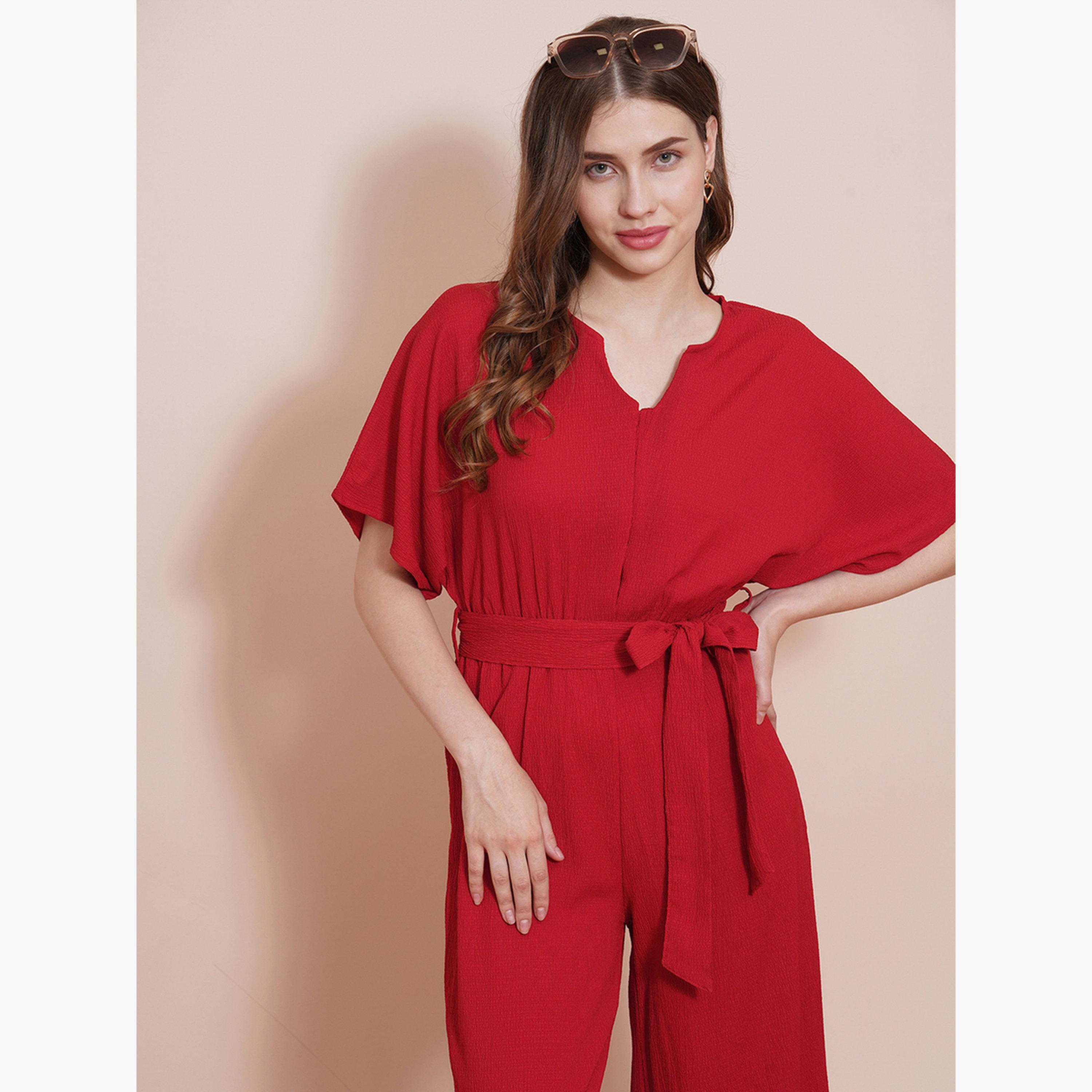 Globus X Styli Solid Kimono Sleeves Waist Tie-Up Jumpsuit-women-clothing-jumpsuits-image-6