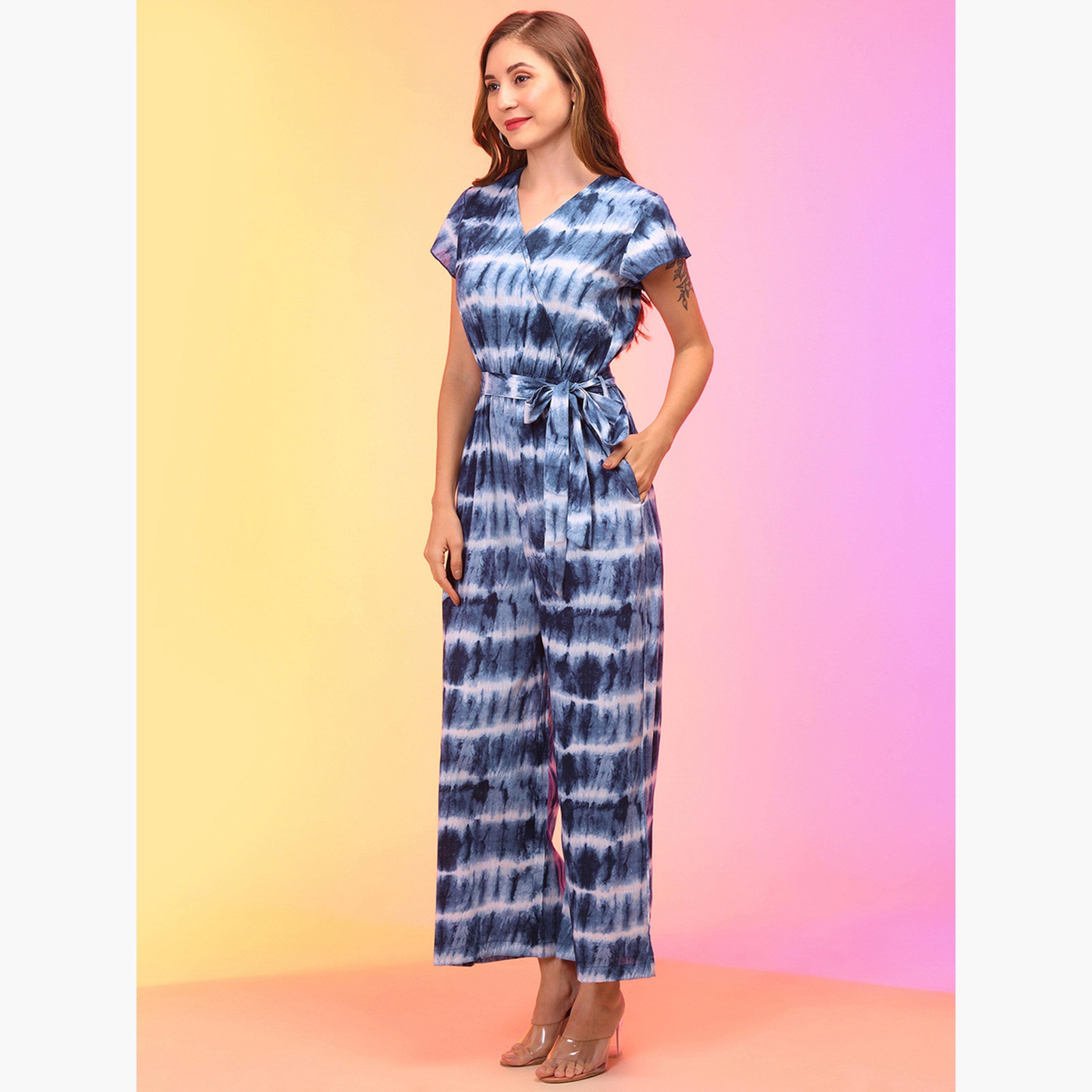 غلوبوص × ستايلي - جمبسوت برباط على الخصر رقبة حرف V-women-clothing-jumpsuits-image-2