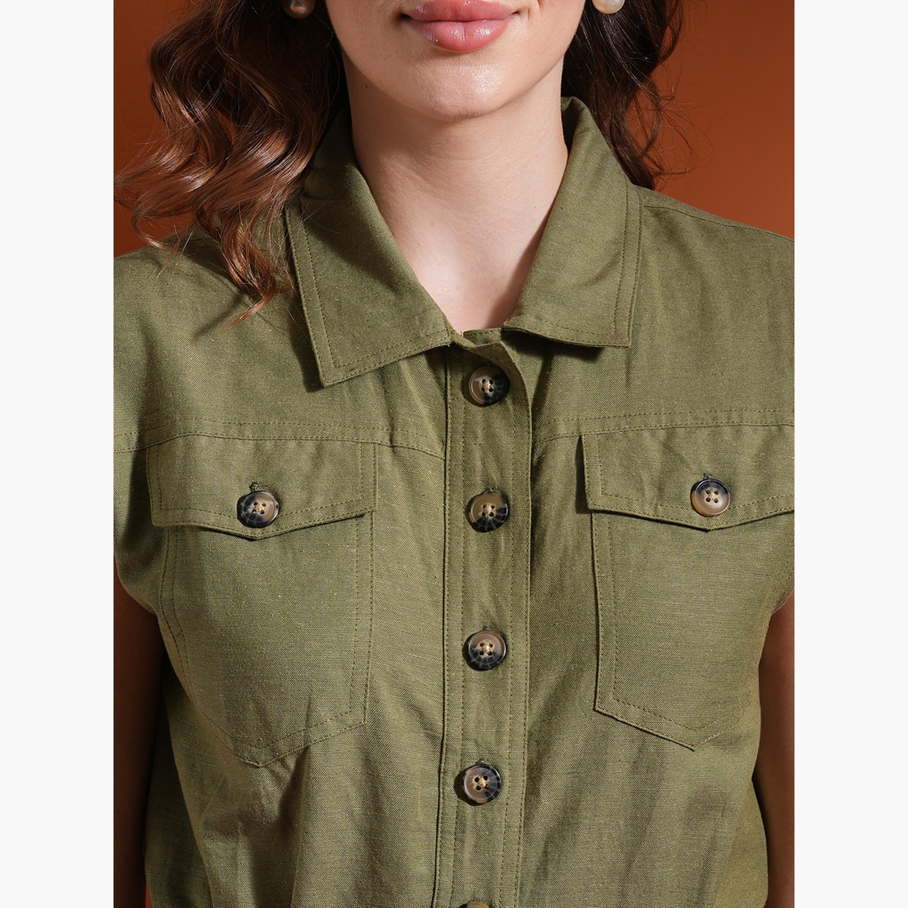 Globus X Styli Shirt Collar Buttoned Mini Casual Romper-women-clothing-jumpsuits-image-4