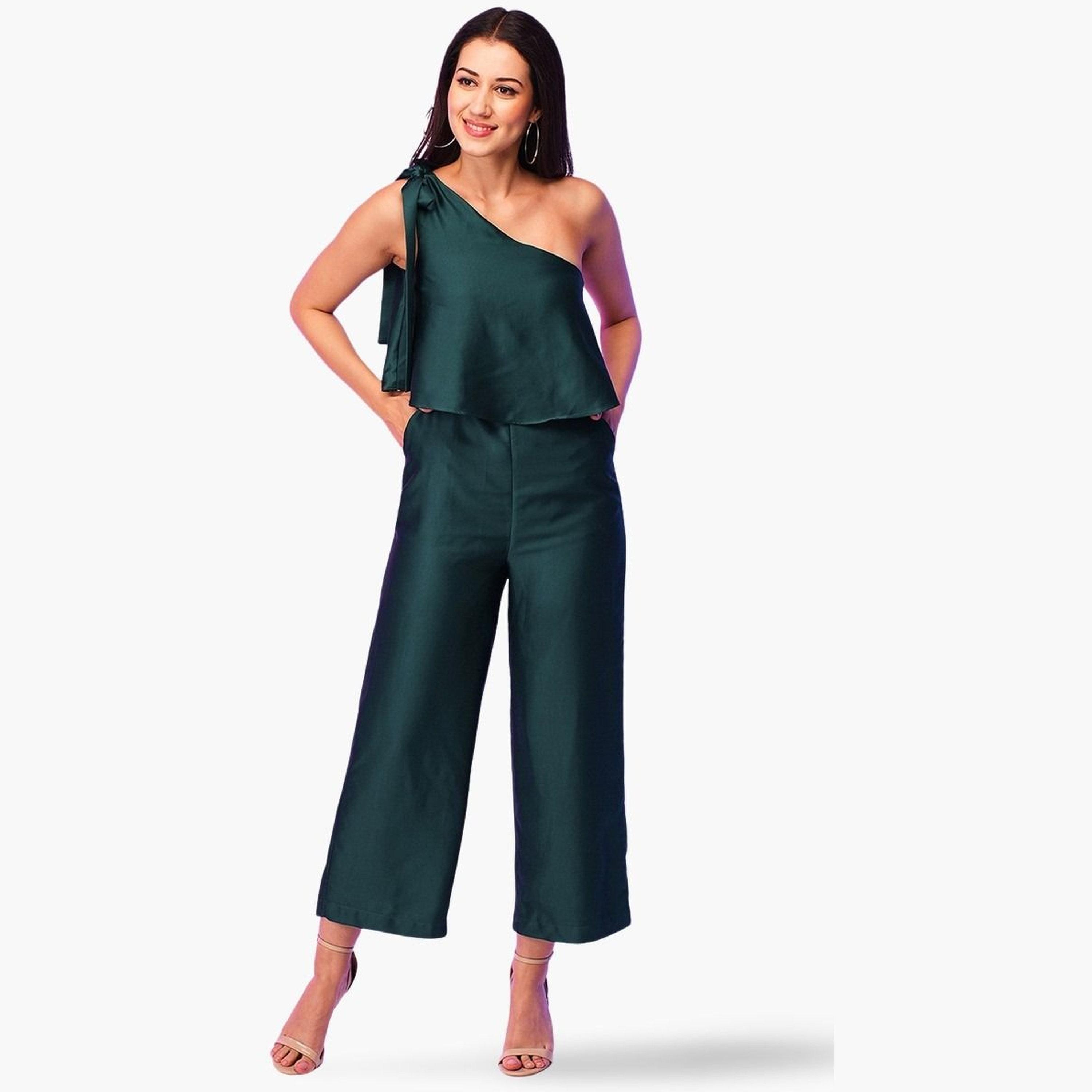 Globus X Styli One Shoulder Tie-Up Detail Jumpsuit-women-clothing-jumpsuits-image-1