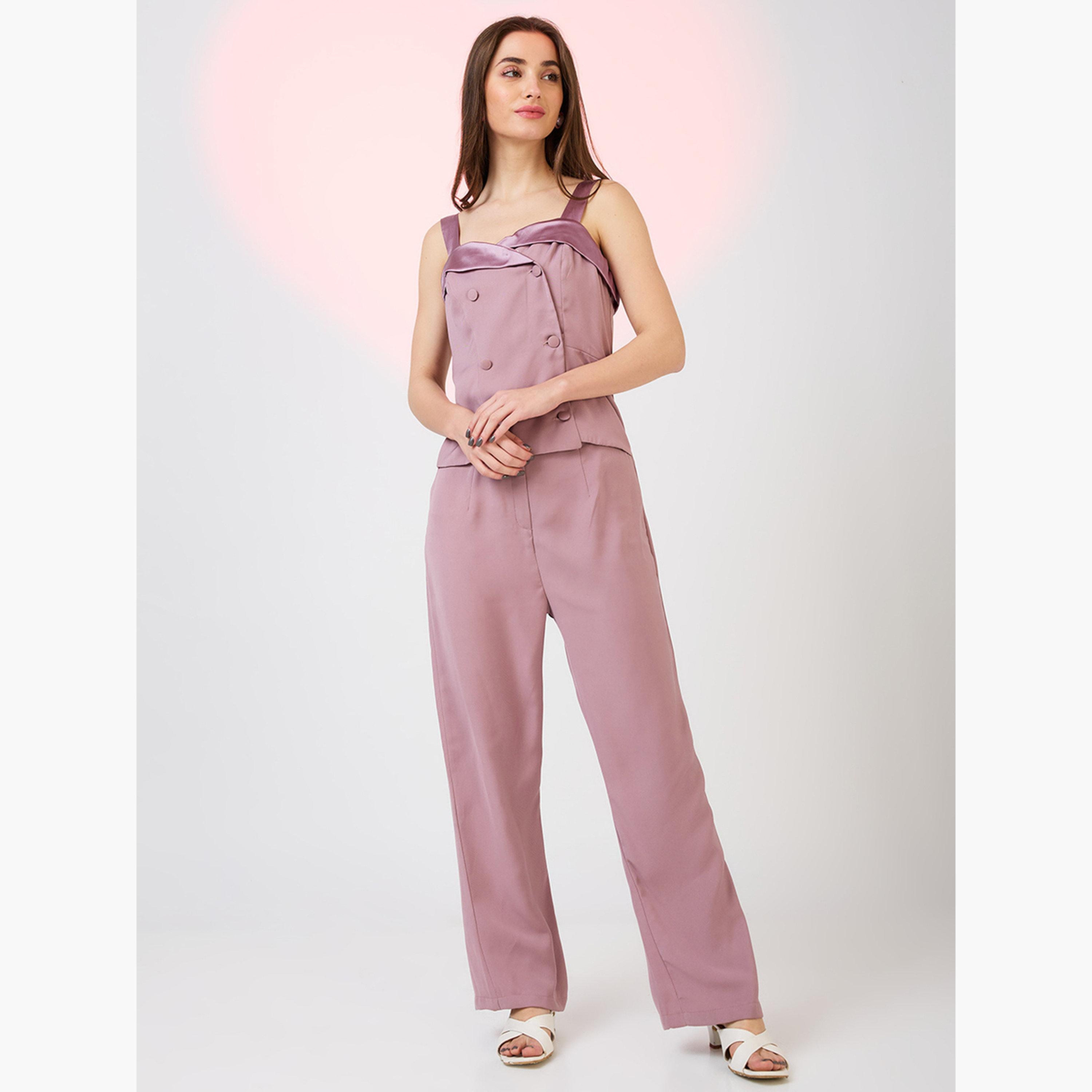 غلوبوص × ستايلي - جمبسوت بفتحة صدر على شكل قلب صفين من الأزرار-women-clothing-jumpsuits-image-1