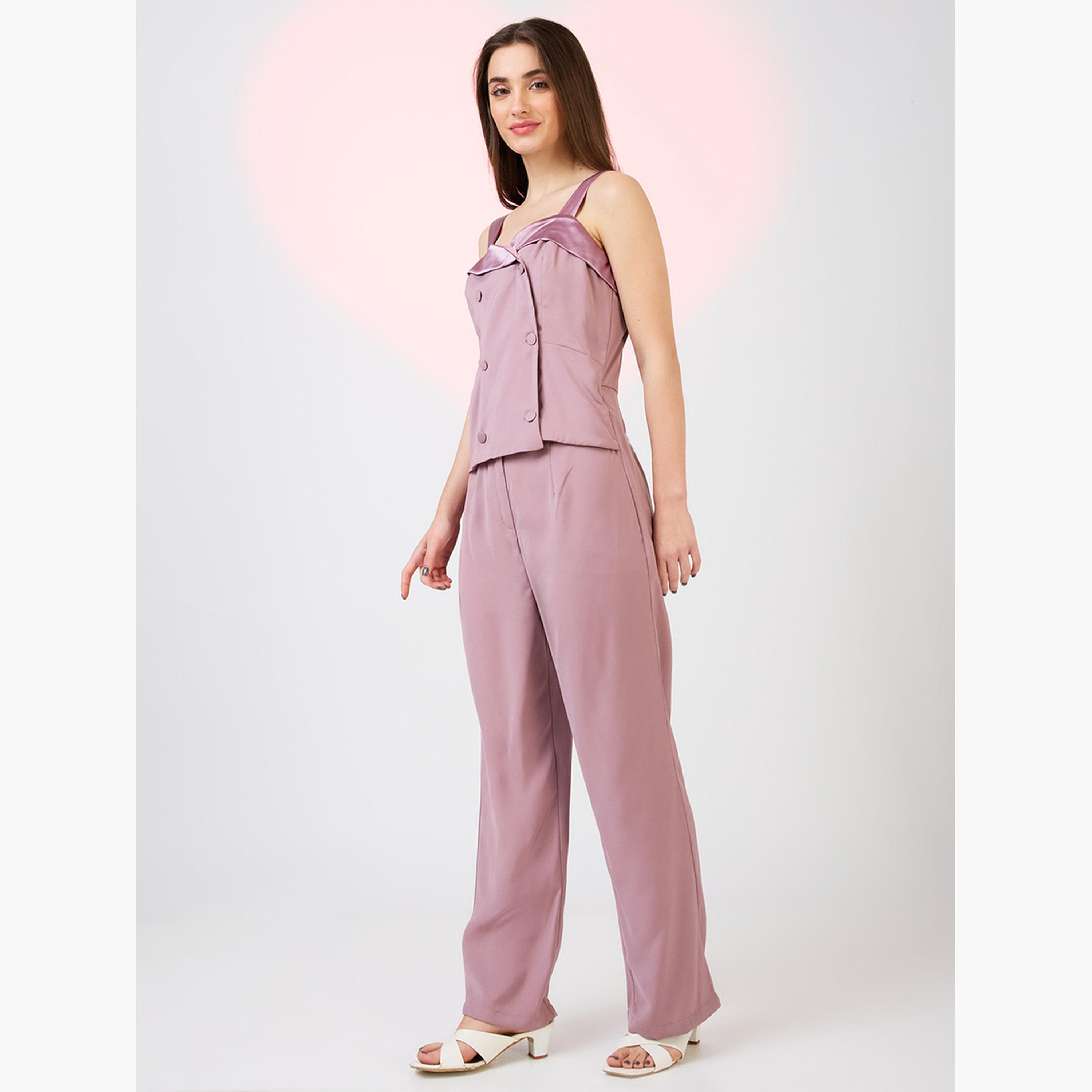 Globus X Styli Sweetheart Neck Double Breasted Workwear Jumpsuit-women-clothing-jumpsuits-image-2