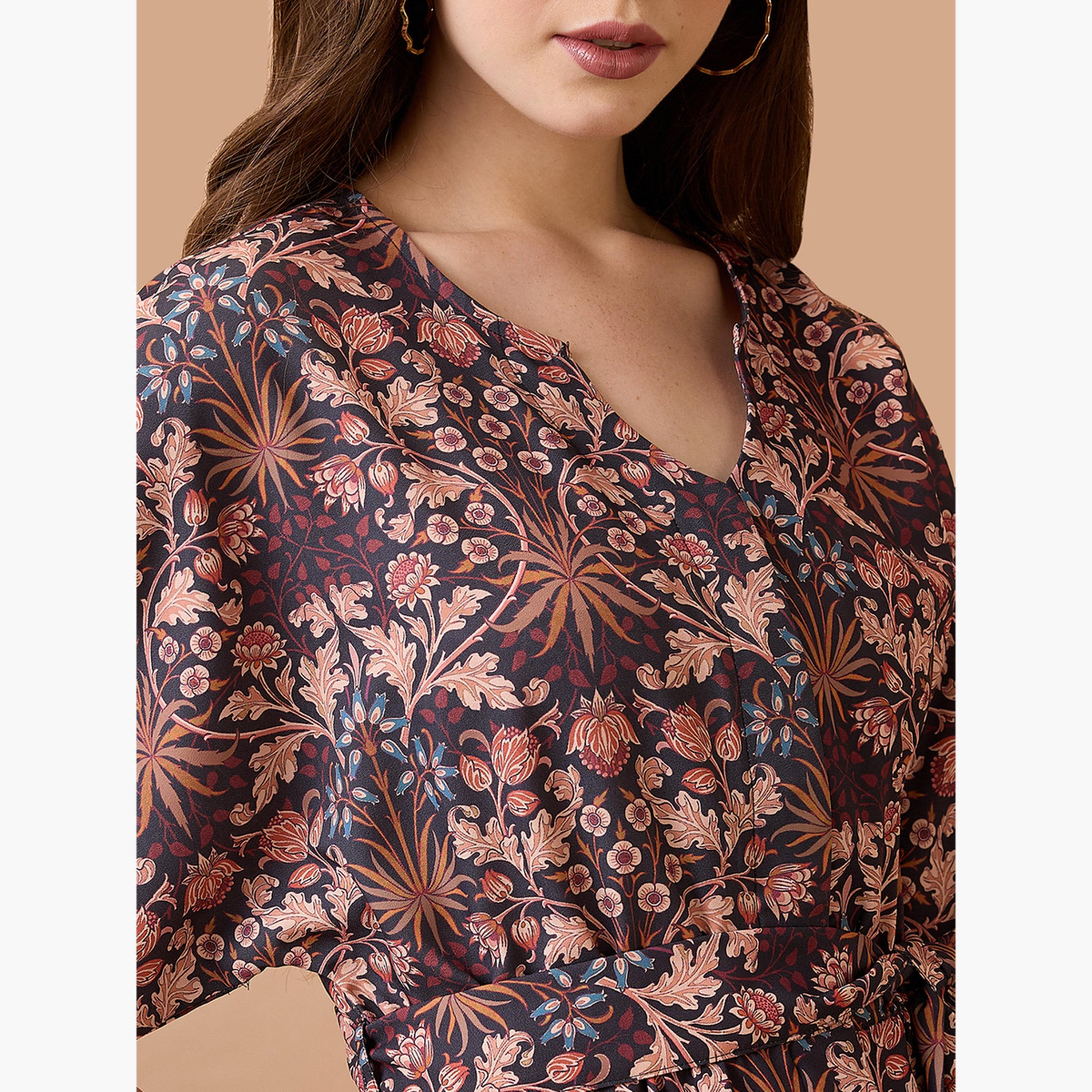 Globus X Styli Multi Floral Print Waist Tie-Up Fusion Jumpsuit-women-clothing-jumpsuits-image-4