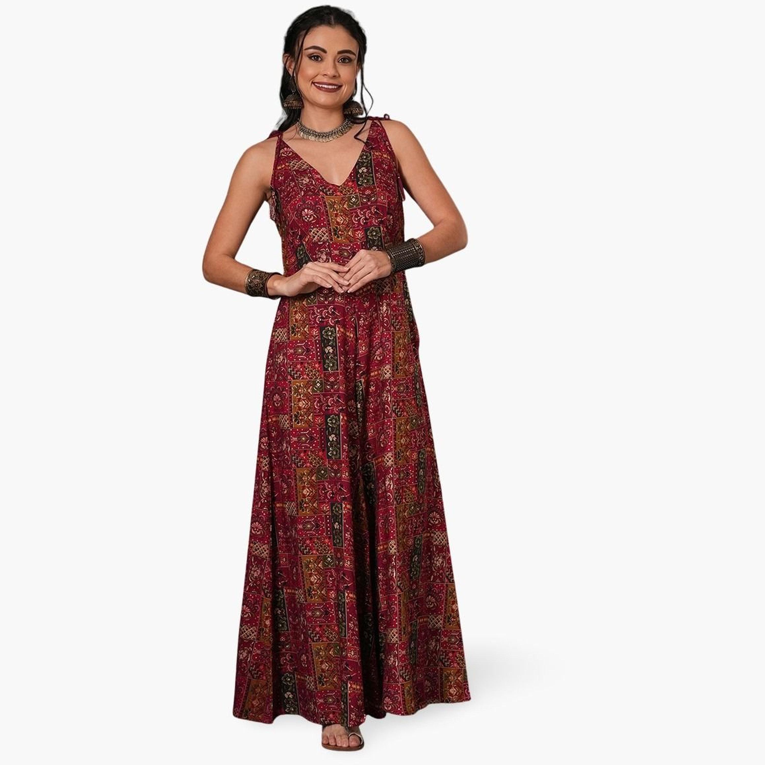 غلوبوص × ستايلي - جمبسوت واسع الساق مع أشرطة كتف ورباط شراشيب-women-clothing-jumpsuits-image-1
