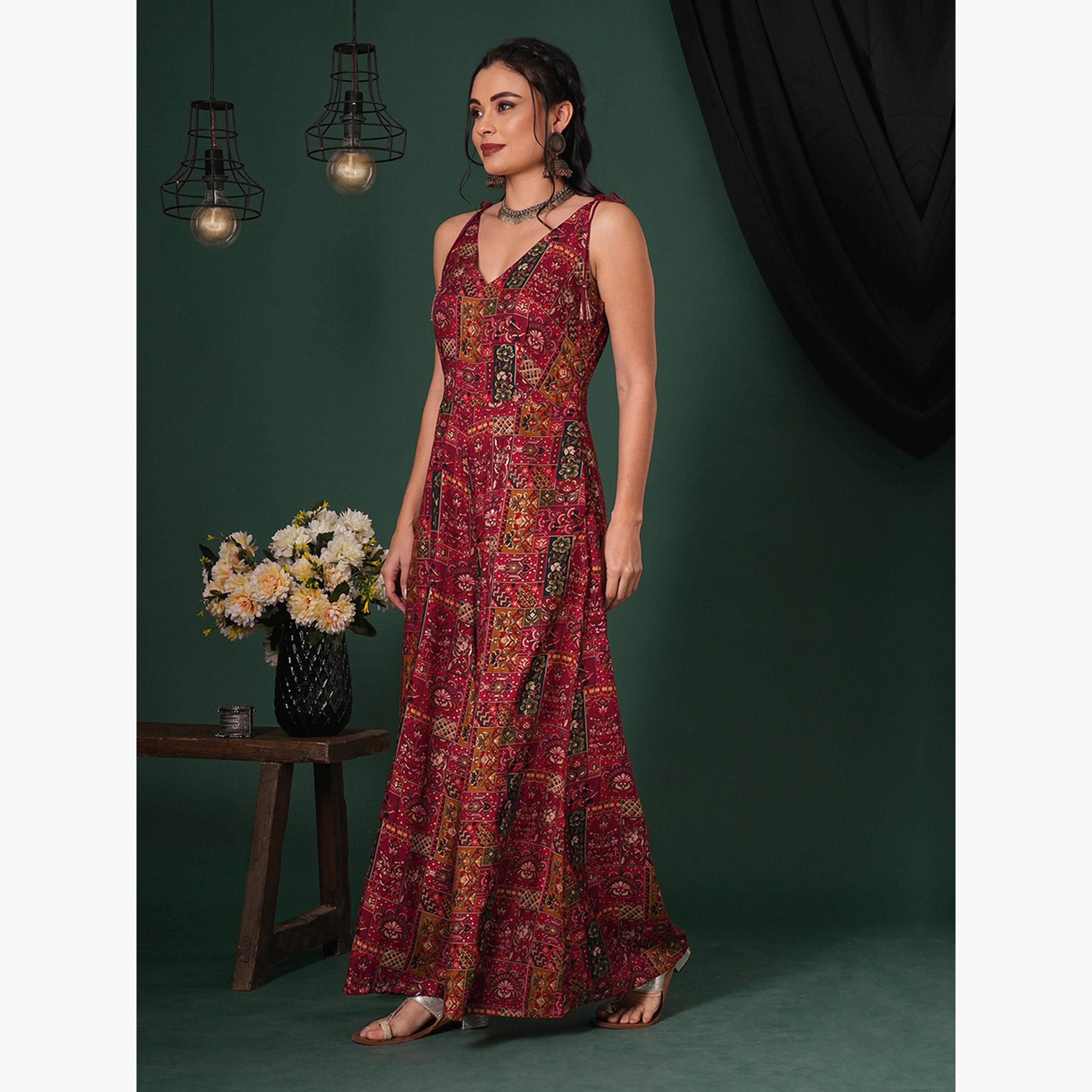 Globus X Styli Tassel Tie-Up Shoulder Straps Wide Leg Fusion Jumpsuit-women-clothing-jumpsuits-image-2