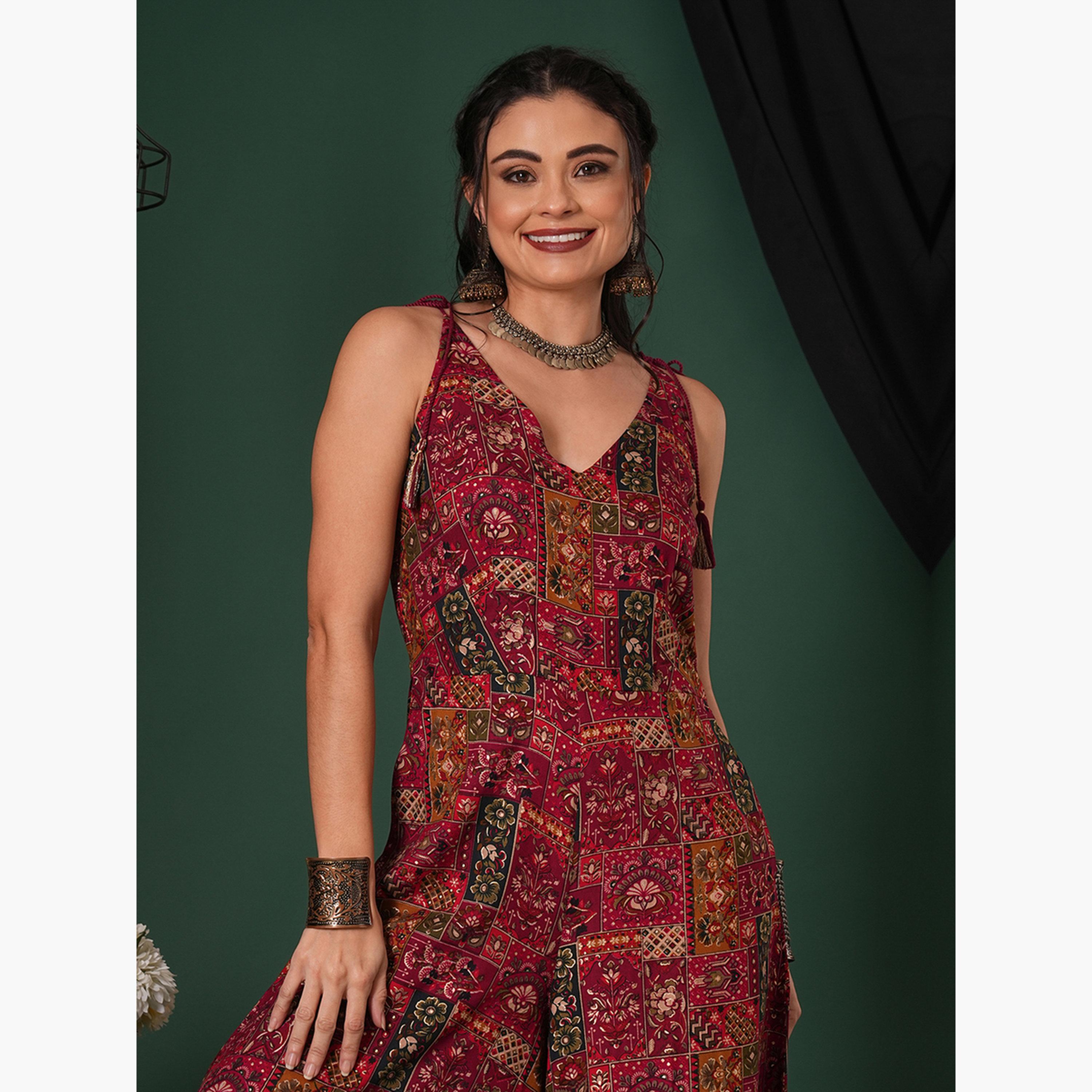 غلوبوص × ستايلي - جمبسوت واسع الساق مع أشرطة كتف ورباط شراشيب-women-clothing-jumpsuits-image-5