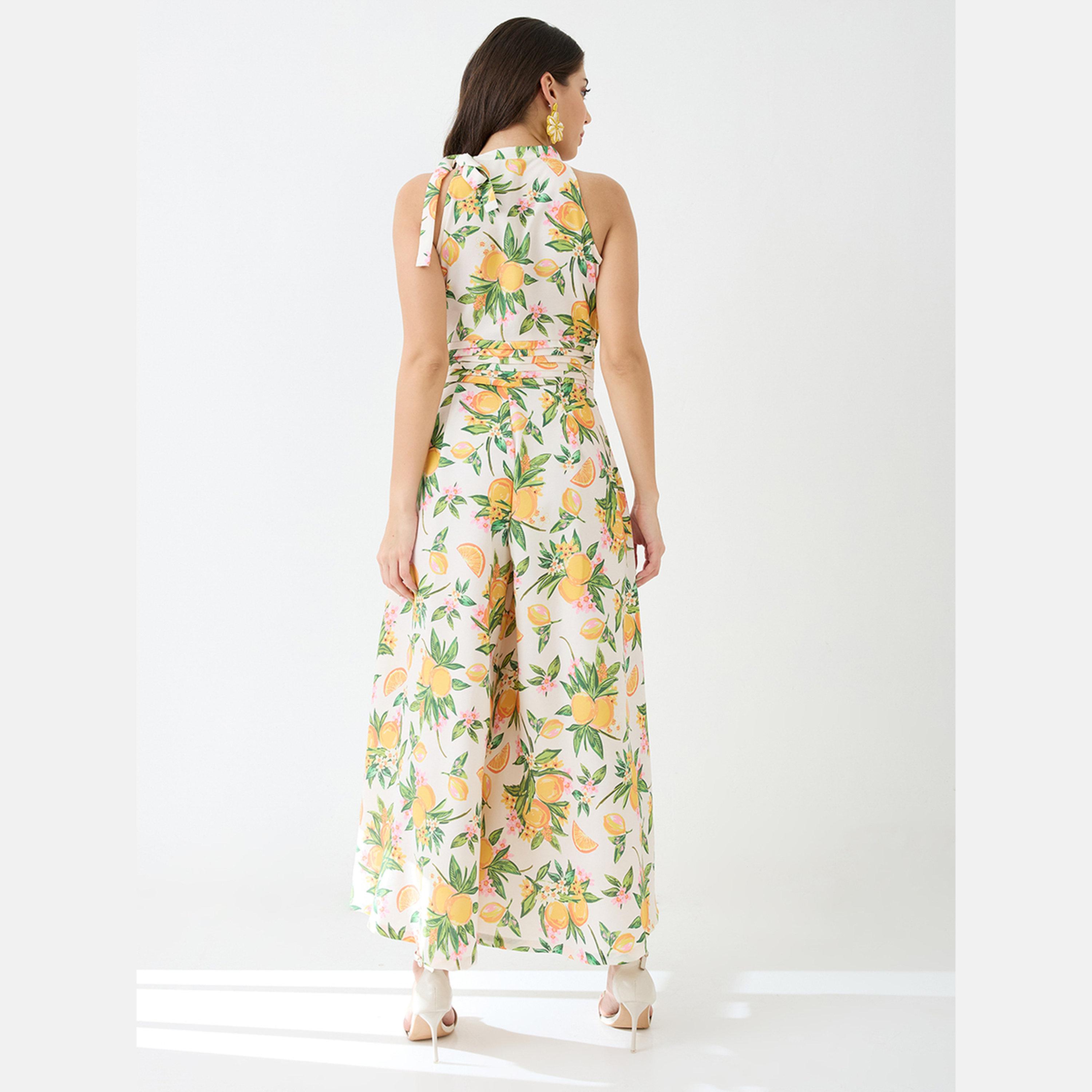 غلوبوص × ستايلي - جمبسوت واسع منفوخ بطبعة فاكهة زهرية مع ثنيات-women-clothing-jumpsuits-image-3