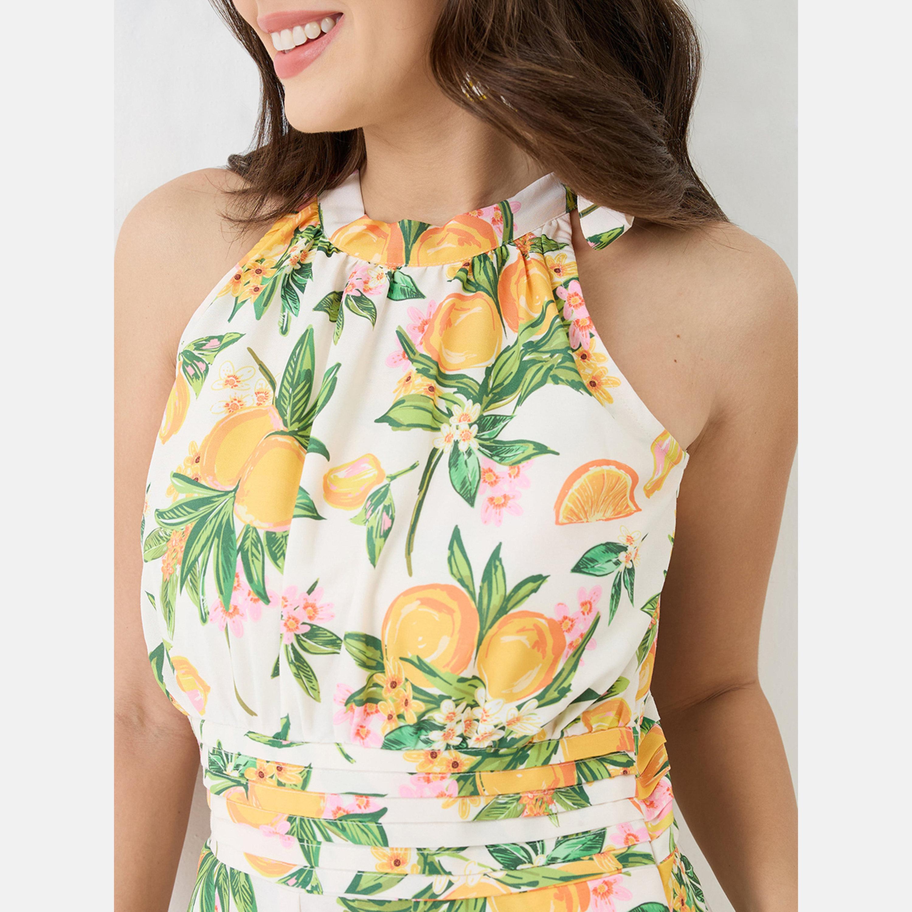 غلوبوص × ستايلي - جمبسوت واسع منفوخ بطبعة فاكهة زهرية مع ثنيات-women-clothing-jumpsuits-image-4