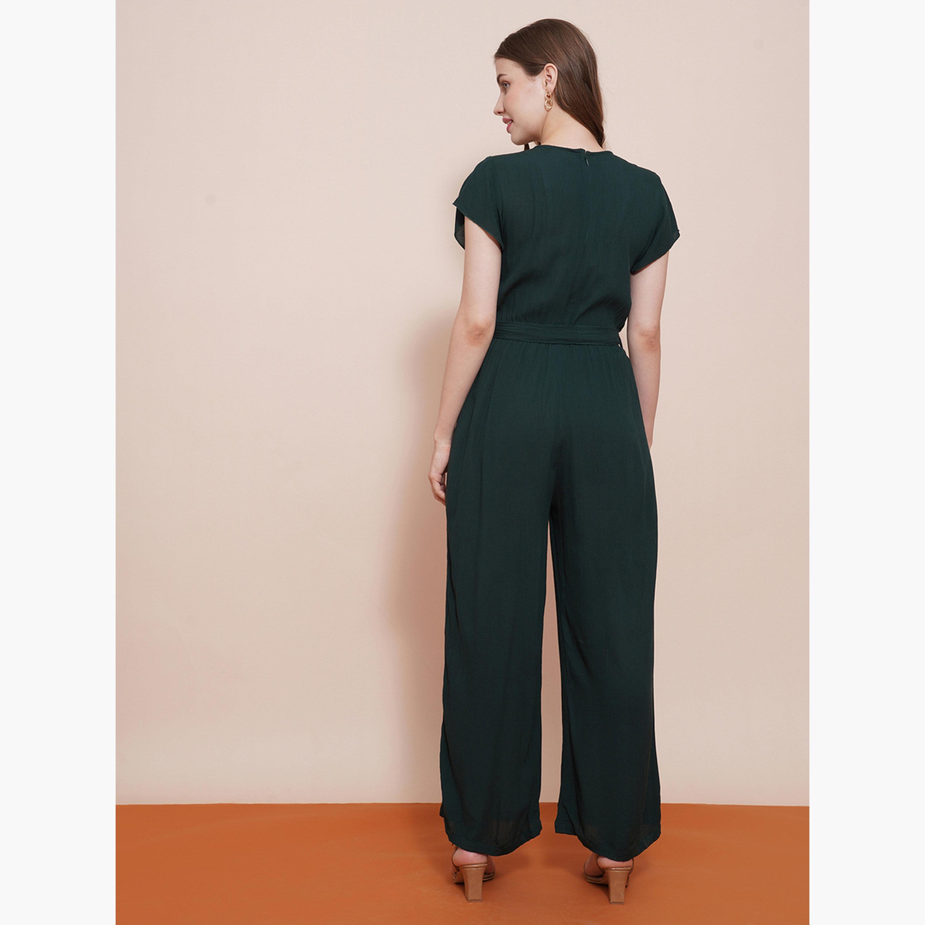 غلوبوص × ستايلي - جمبسوت واسع الساق برباط على الخصر-women-clothing-jumpsuits-image-3