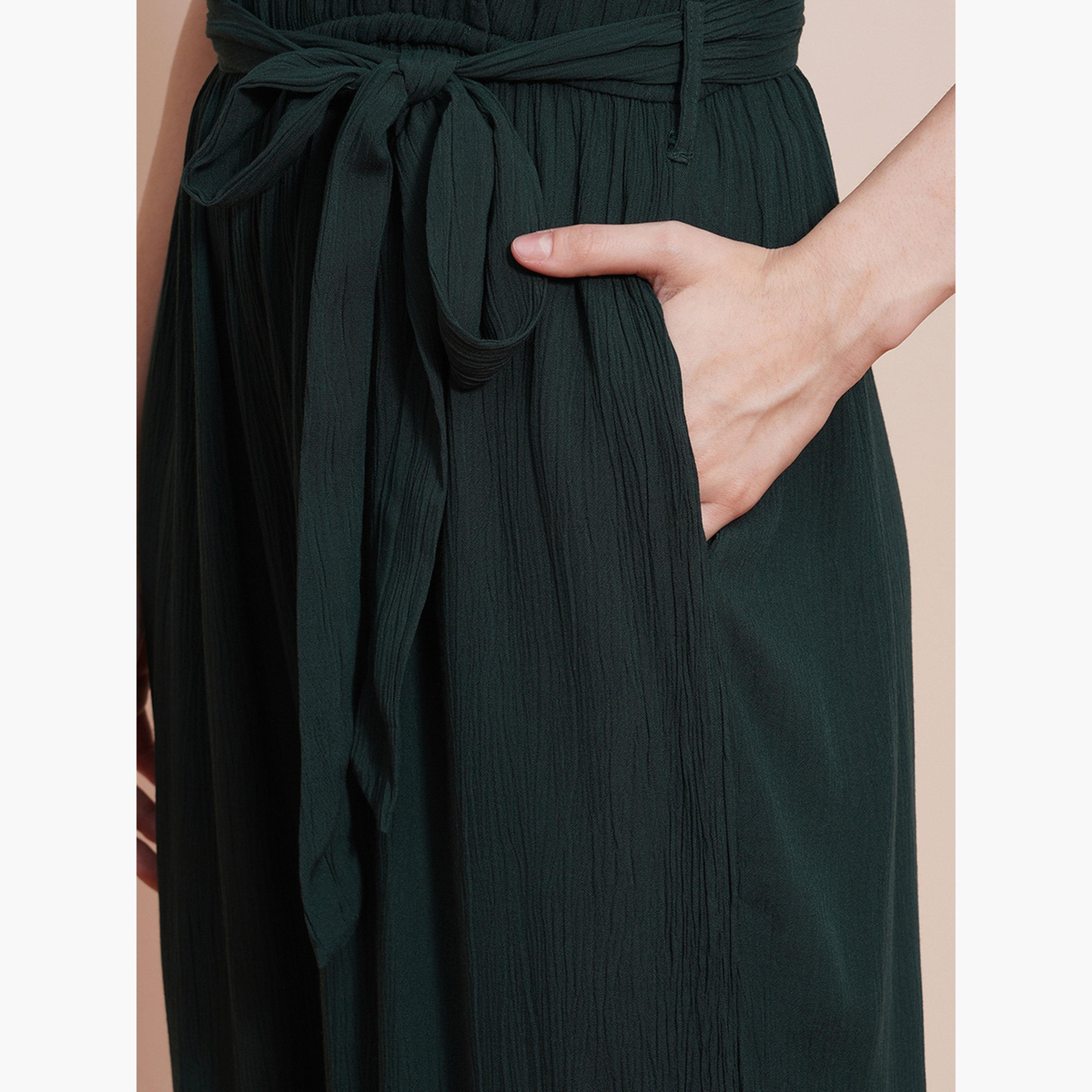 Globus X Styli Solid Waist Tie-Up Wide Leg Jumpsuit-women-clothing-jumpsuits-image-5