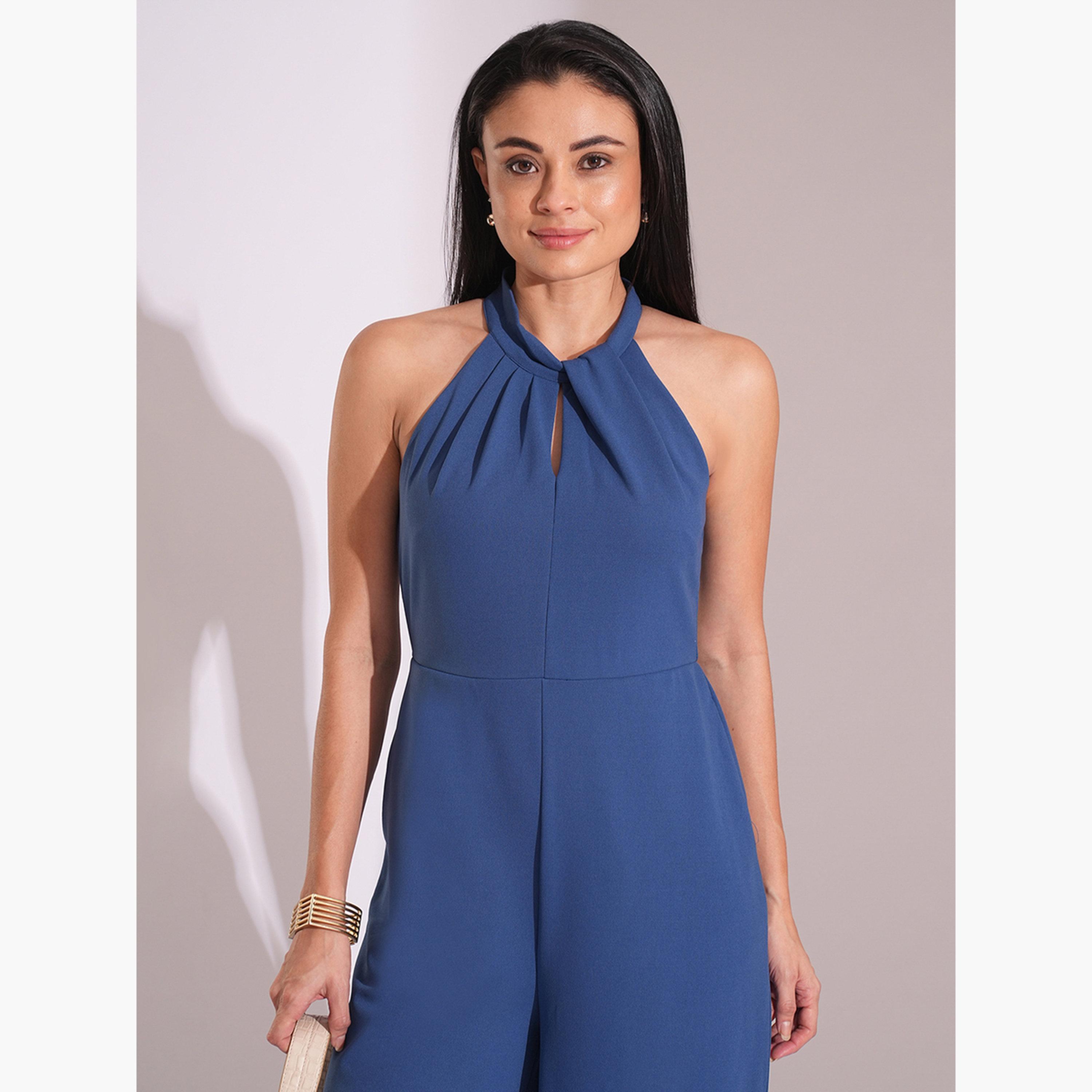 غلوبوص × ستايلي - جمبسوت عمل بساق واسعة ومطوي ومزخرف بفتحة مفتاح-women-clothing-jumpsuits-image-6