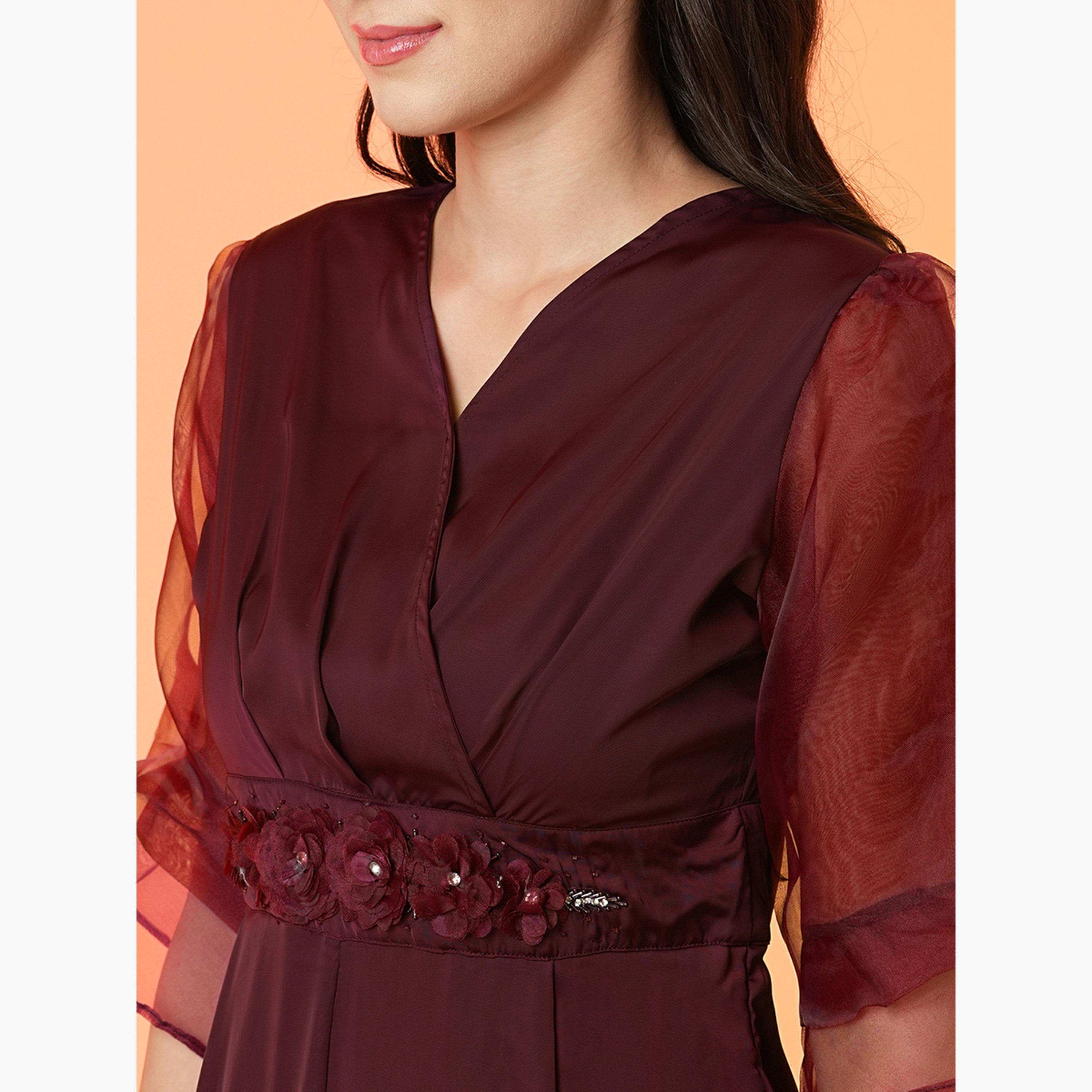 غلوبوص × ستايلي - جمبسوت خصر ملفوف وزهور على الرقبة-women-clothing-jumpsuits-image-4