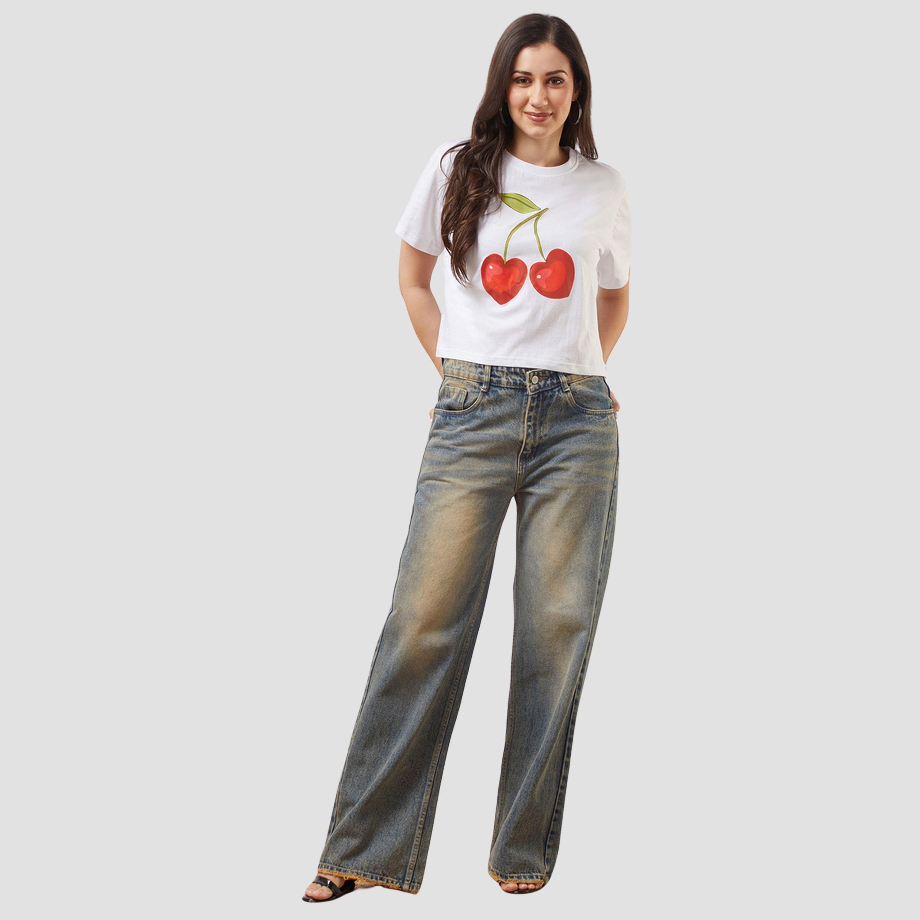 Globus X Styli Women White Graphic Print Oversized Crop T-Shirt-women-clothing-tshirts-image-2
