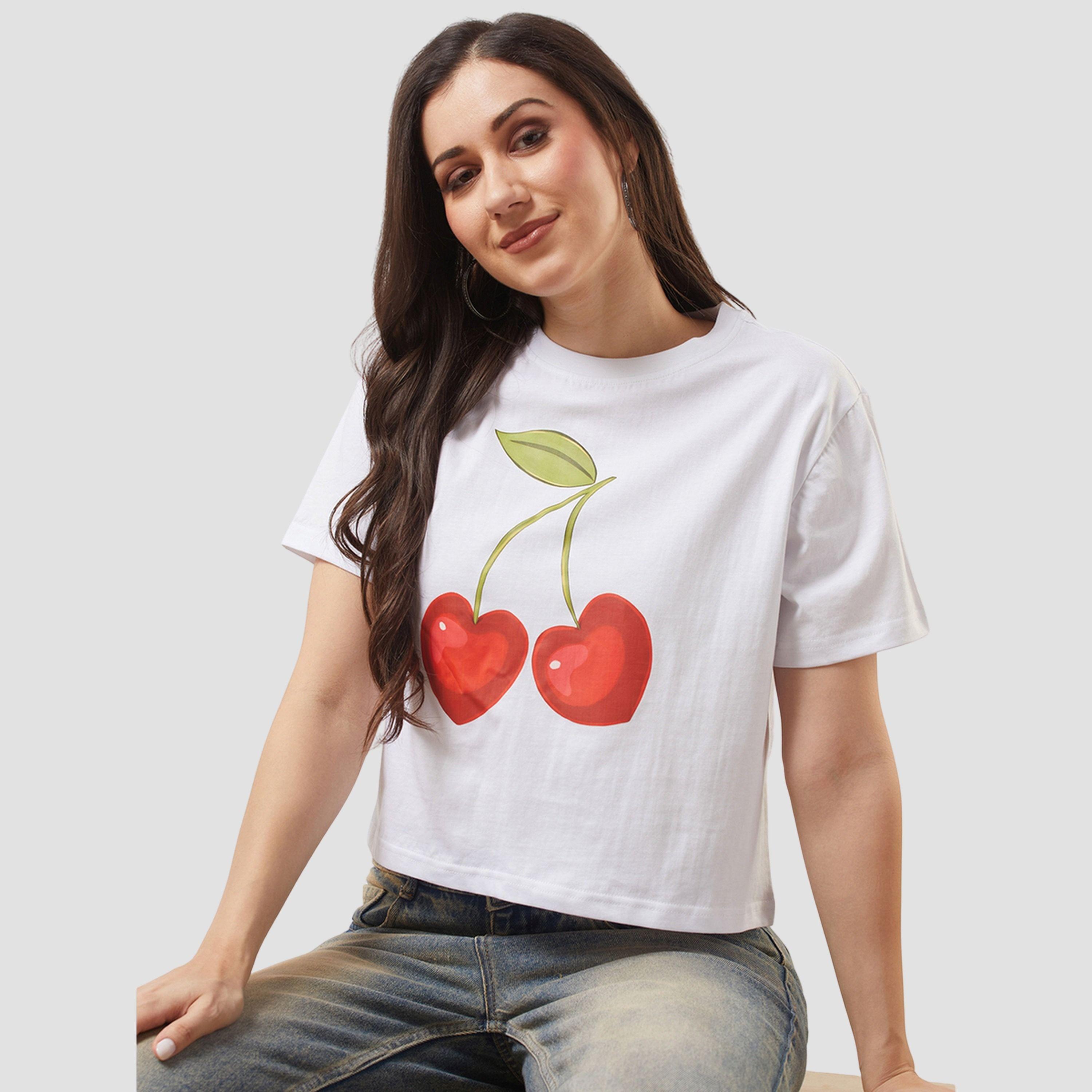 غلوبوس × ستايلي - تي شيرت أبيض قصير نقشة جرافيكية تصميم واسع للنساء-women-clothing-tshirts-image-5