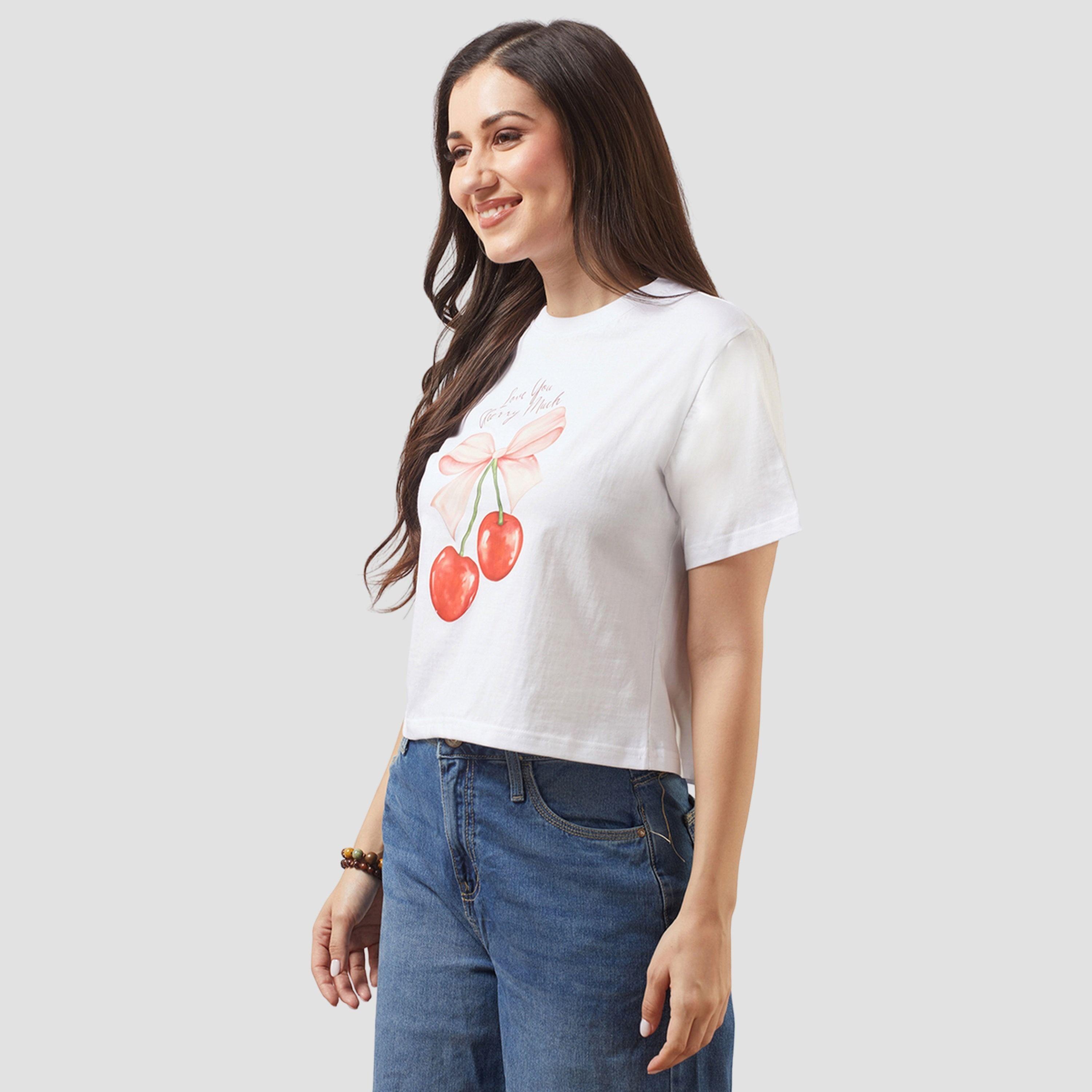 Globus X Styli Women White Graphic Print Oversized Crop T-Shirt-women-clothing-tshirts-image-1