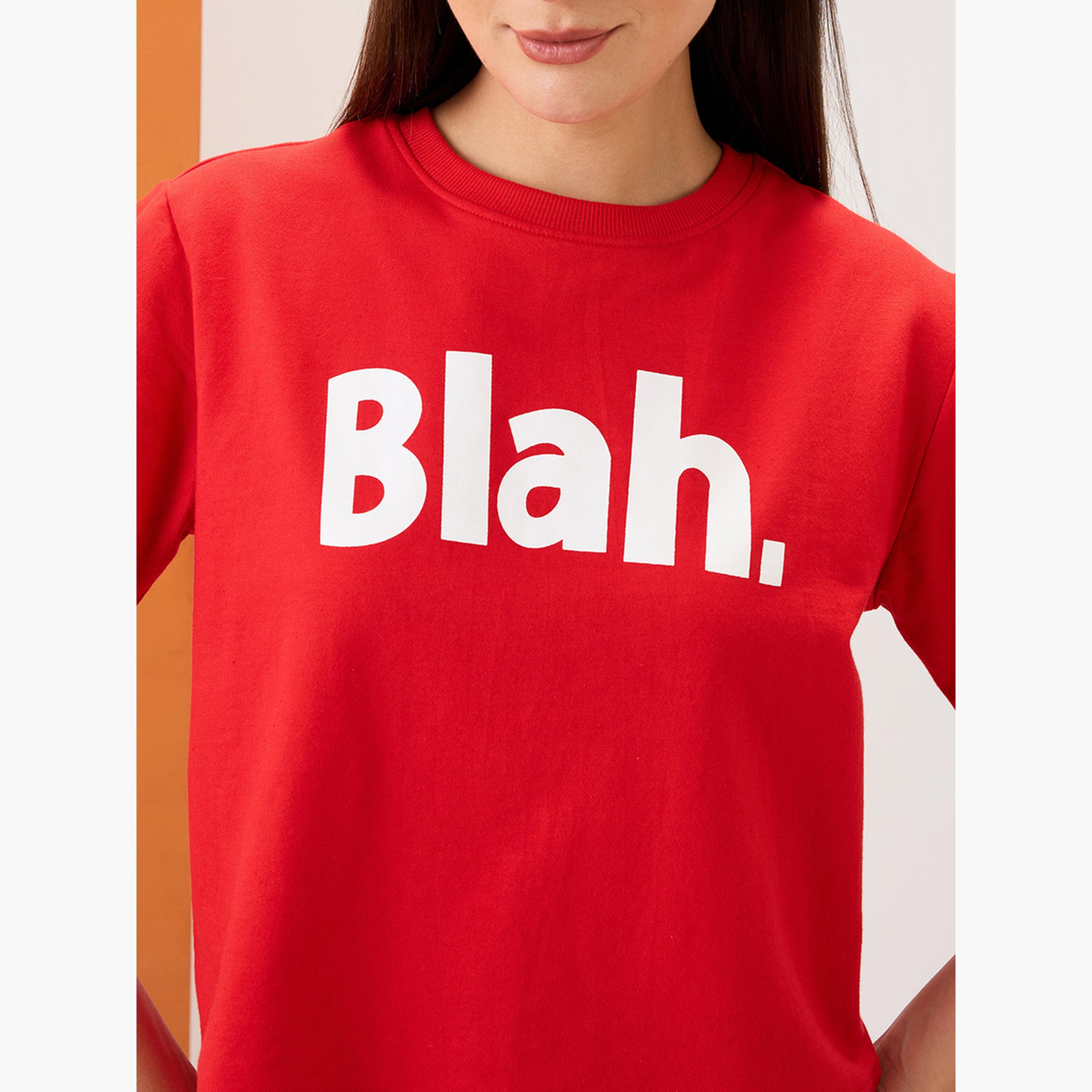غلوبوص × ستايلي - تي شيرت أحمر طبعة شعار، برقبة دائرية، وقصة مربعة-women-clothing-tshirts-image-4