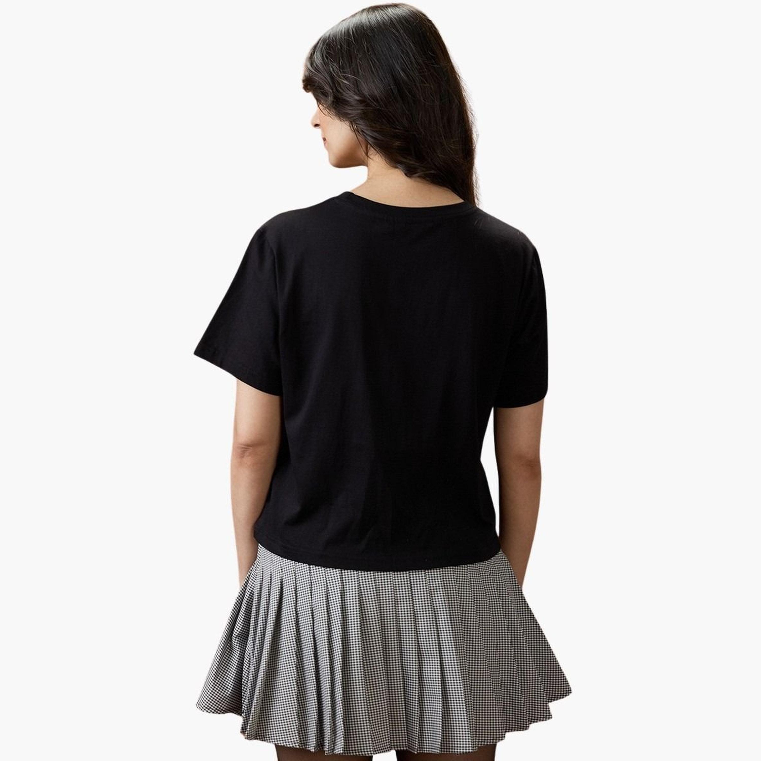 Globus X Styli Women Black Graphic Print Cotton Oversized T-Shirt-women-clothing-tshirts-image-3