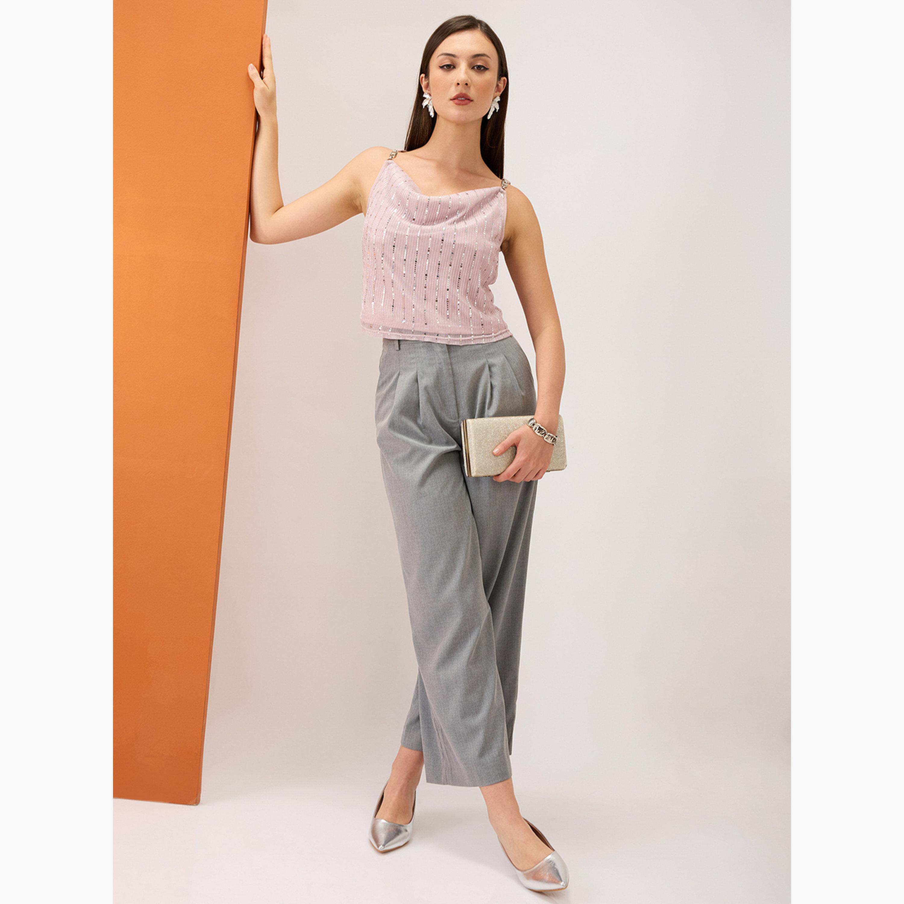 Globus X Styli Women Pink Sequin Strappy Top-women-clothing-shirtsandblouses-blouses-image-2