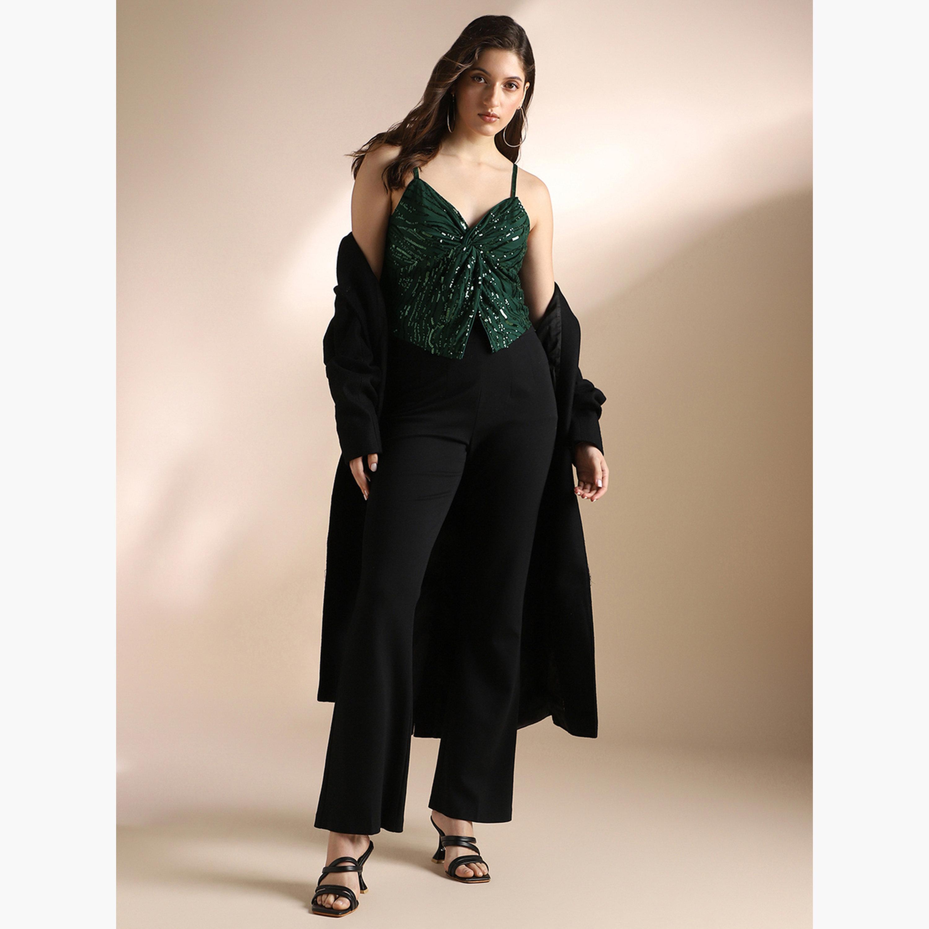 غلوبوص × ستايلي - بلوزة نسائية قصيرة خضراء برقبة على شكل قلب وحمالات-women-clothing-shirtsandblouses-blouses-image-2
