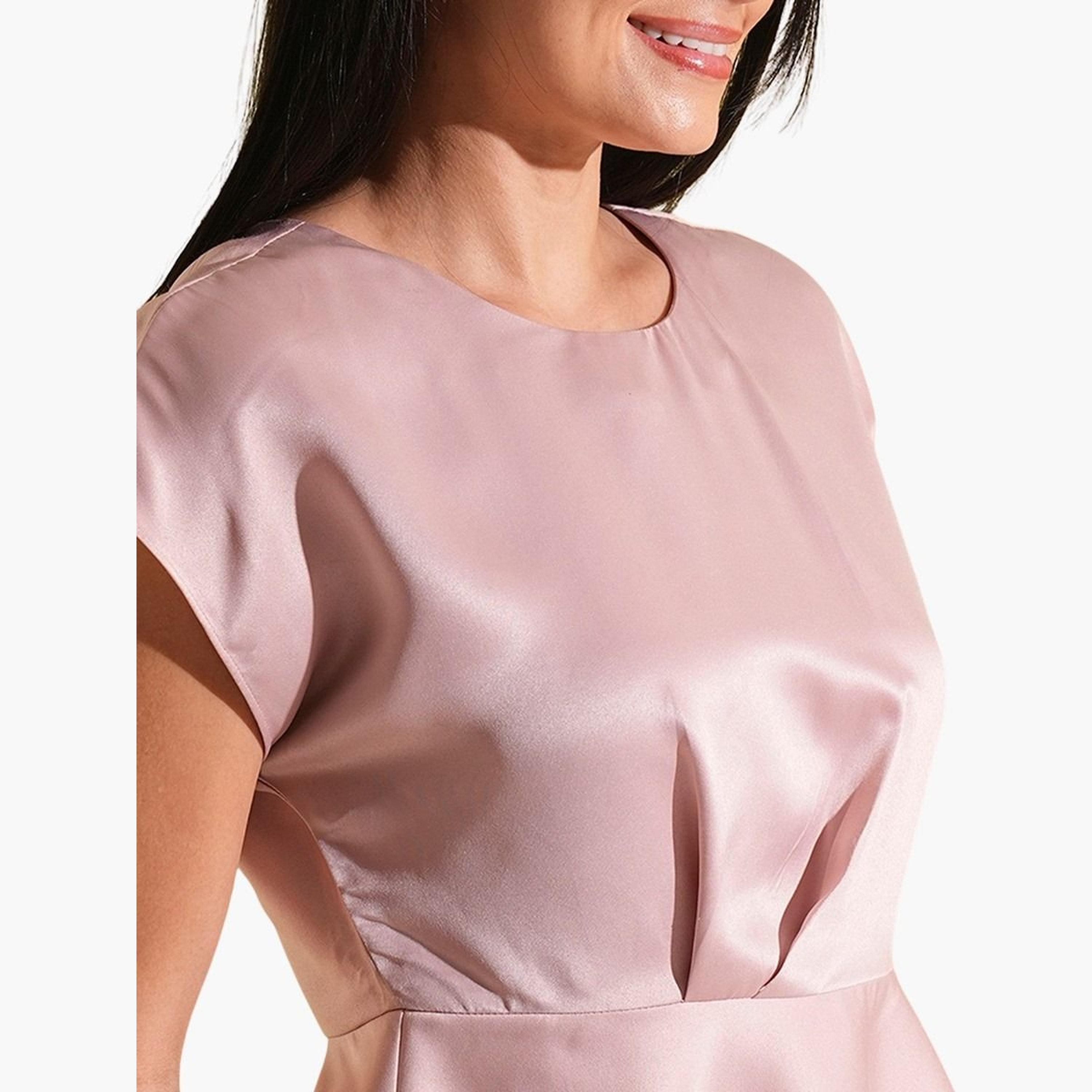 Globus X Styli Women Pink Satin Extended Sleeves Peplum Top-women-clothing-tshirts-image-4