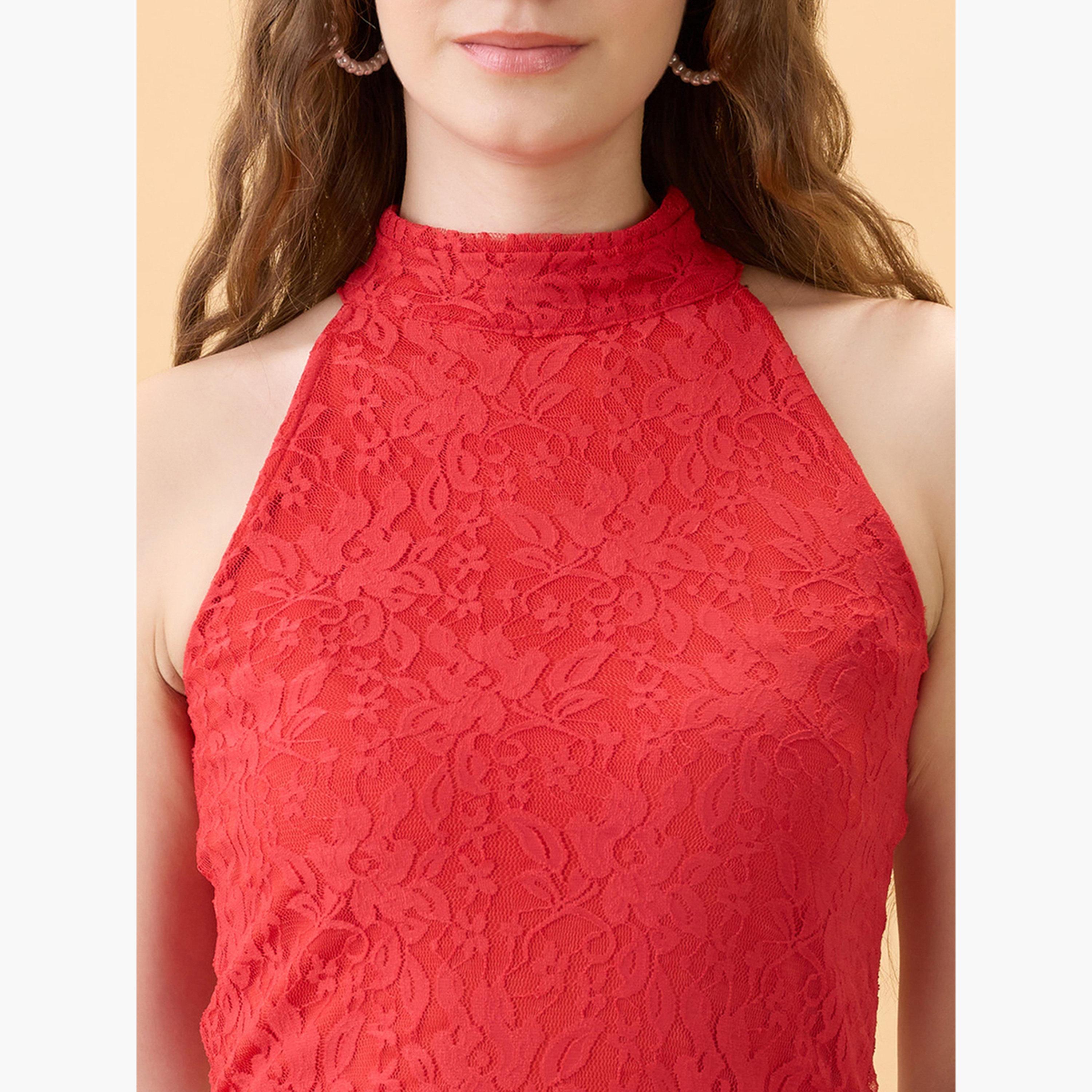 غلوبوص × ستايلي - بلوزة نسائية بدون أكمام من الدانتيل باللون الأحمر-women-clothing-shirtsandblouses-blouses-image-3