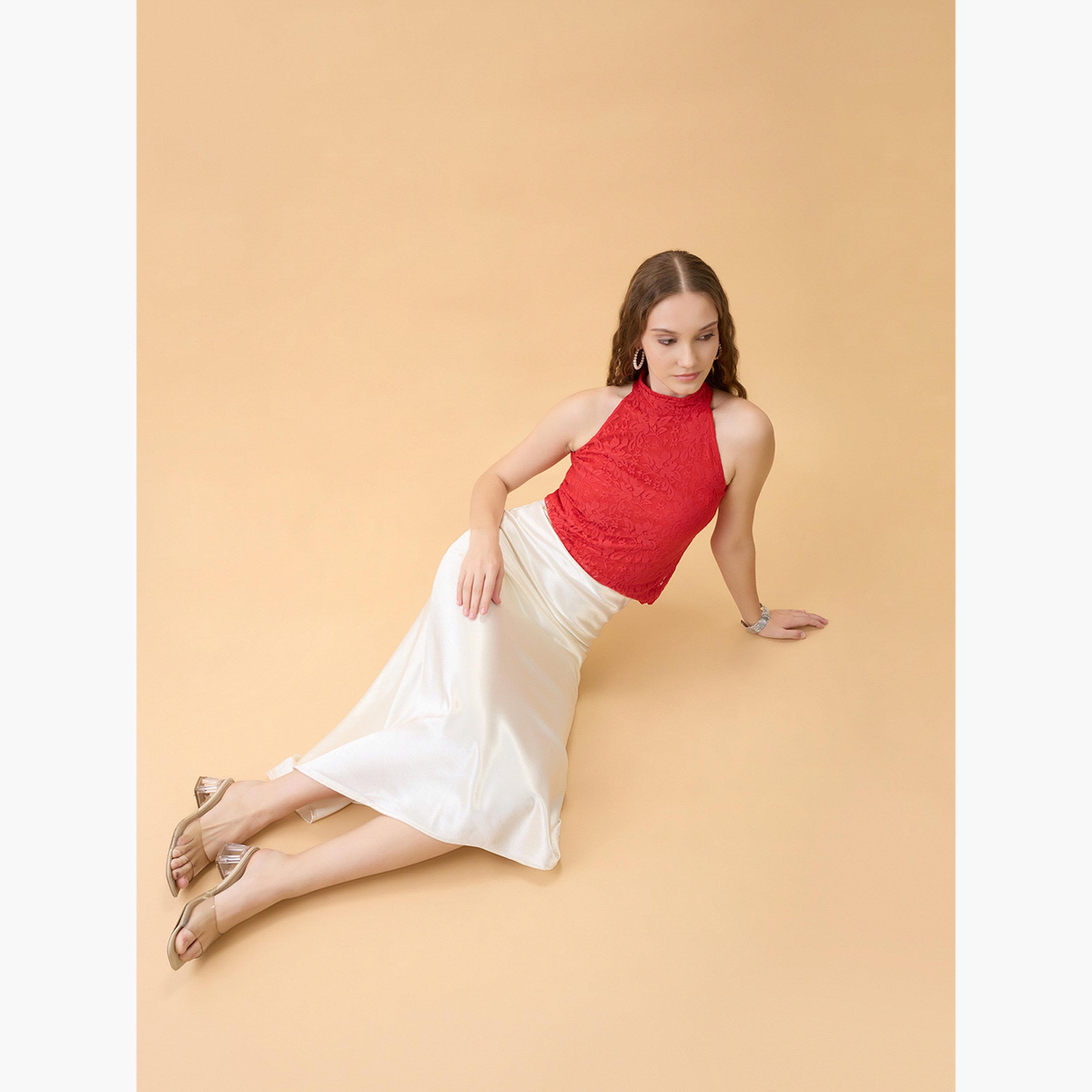 غلوبوص × ستايلي - بلوزة نسائية بدون أكمام من الدانتيل باللون الأحمر-women-clothing-shirtsandblouses-blouses-image-4