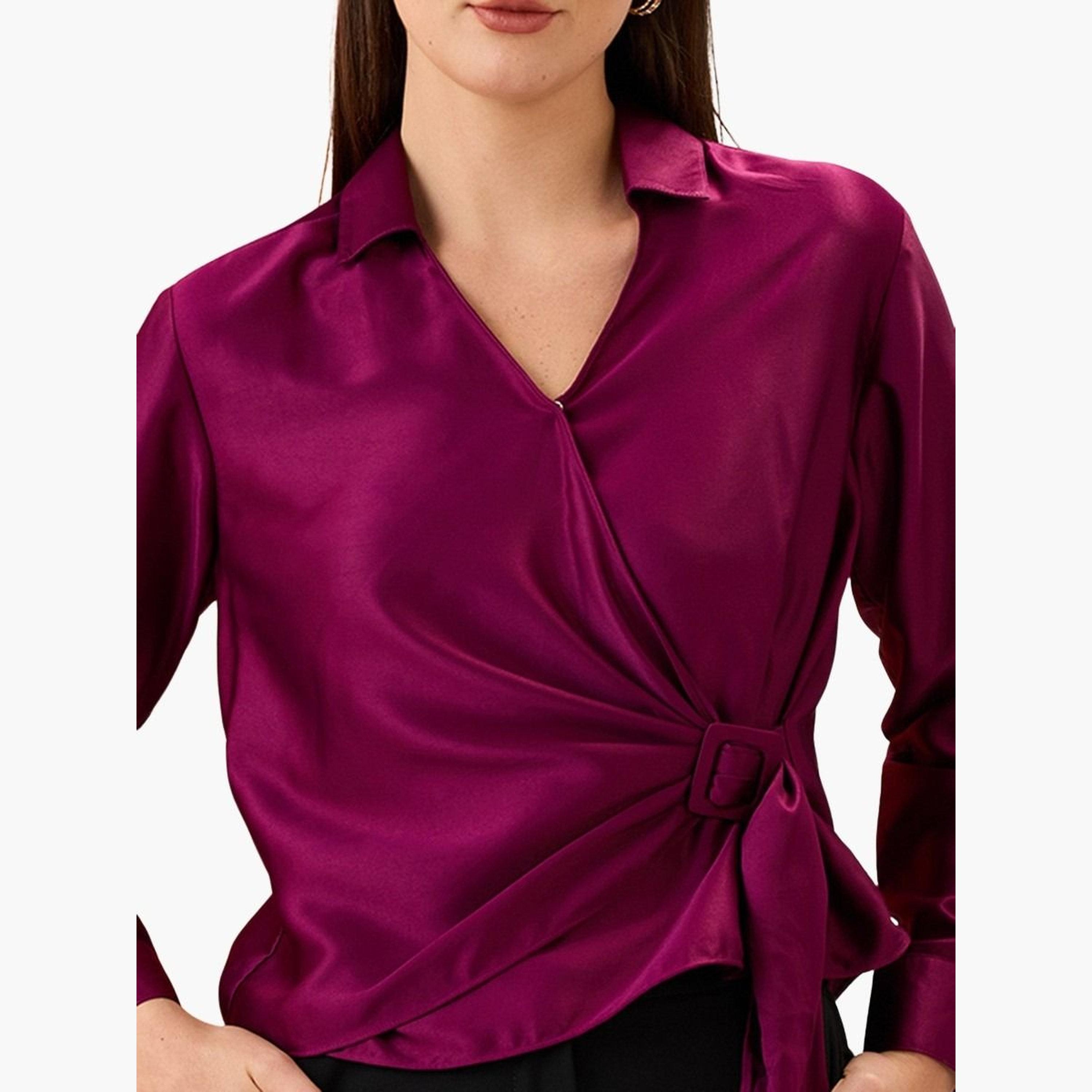 Globus X Styli Women Solid Shirt Collar Twisted Buckle Detail Top-women-clothing-shirtsandblouses-shirts-image-4