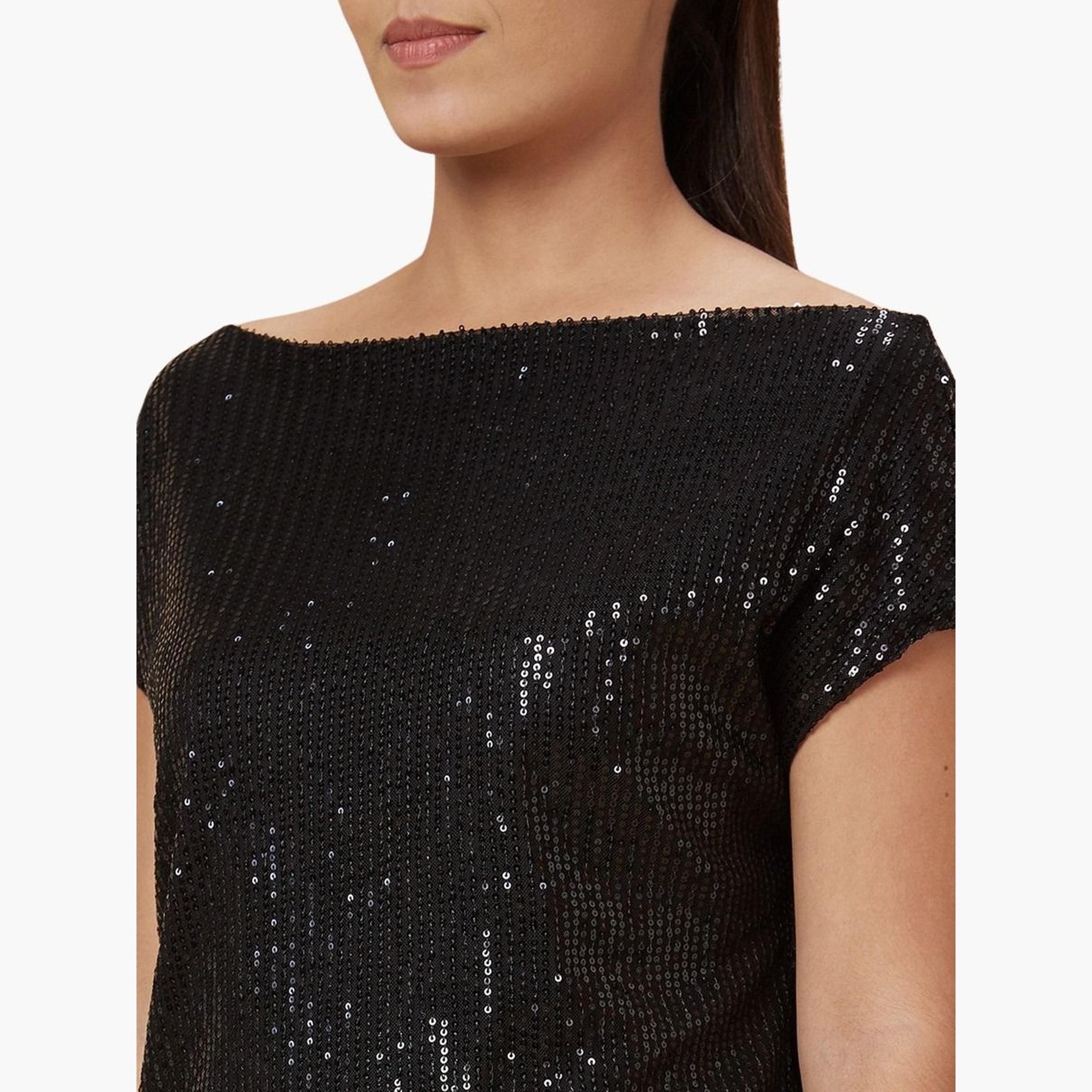 Globus X Styli Women Black Embellished Top-women-clothing-tshirts-image-5
