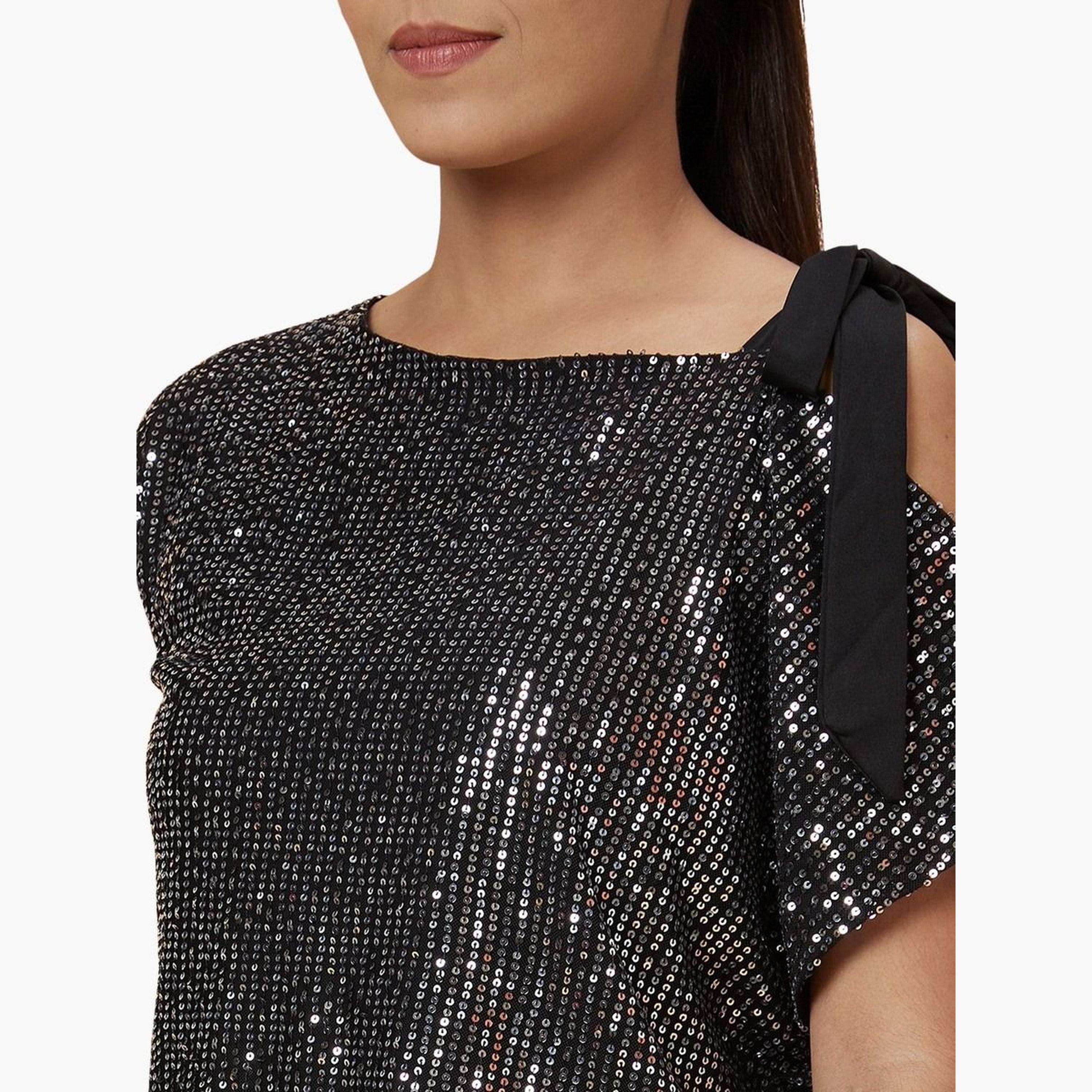 غلوبوس × ستايلي - بلوزة مزينة باللون الأسود للنساء-women-clothing-tshirts-image-5