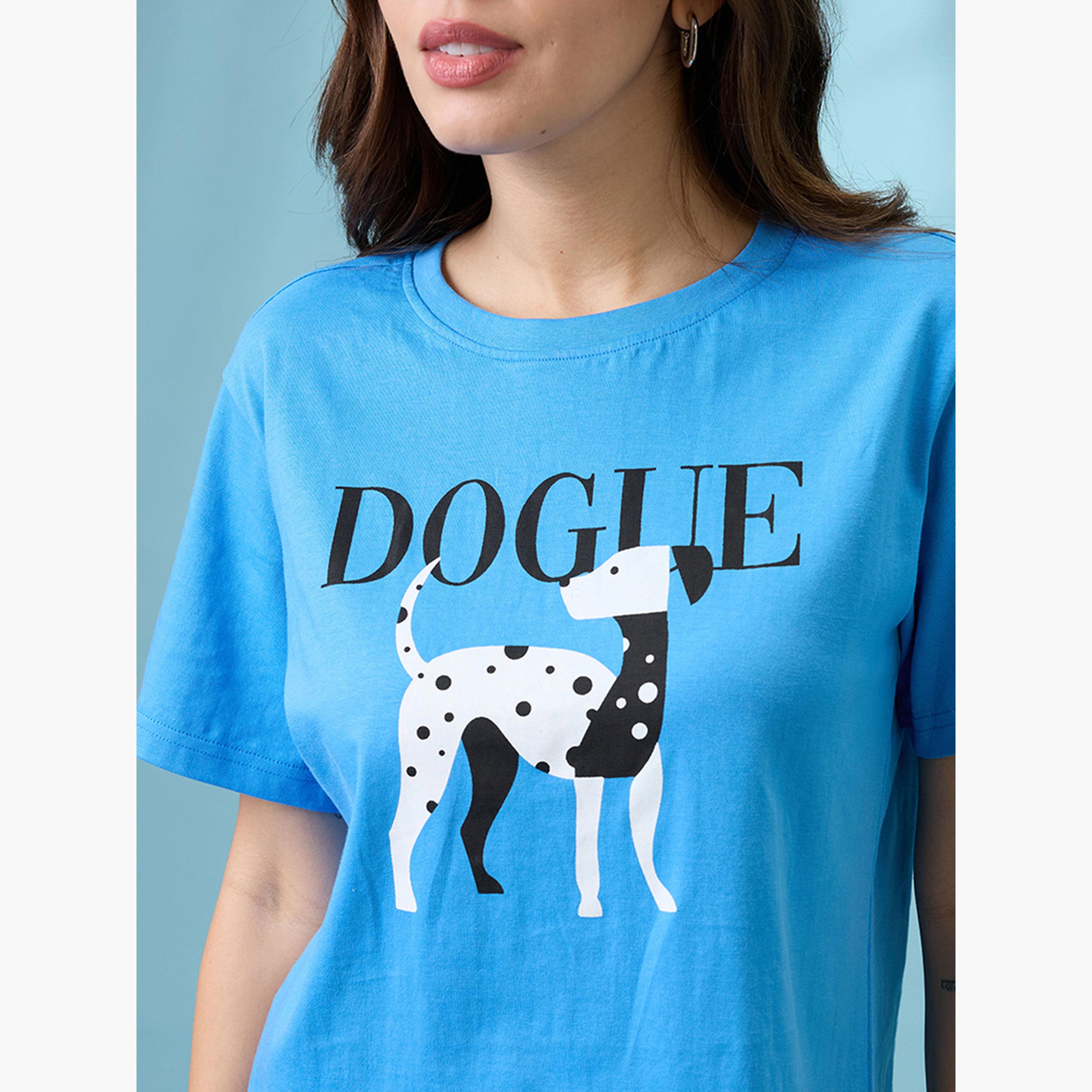 Globus X Styli Women Blue Graphic Print Oversized Crop T-Shirt-women-clothing-tshirts-image-4
